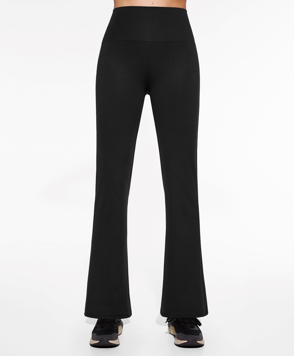 Oysho High-rise Comfortlux Flare Trousers μαυρα | VCJKFB-510