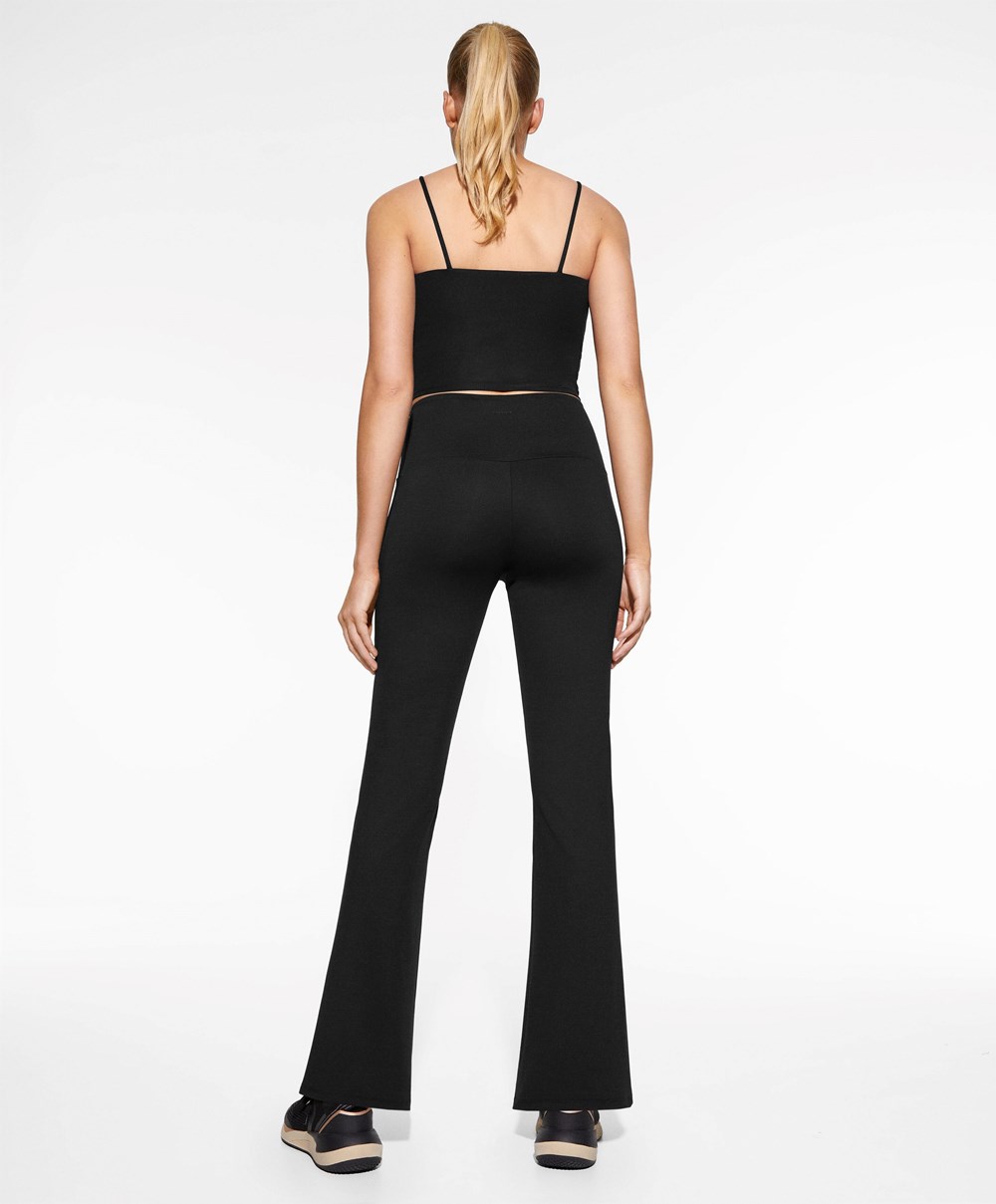 Oysho High-rise Comfortlux Flare Trousers μαυρα | VCJKFB-510