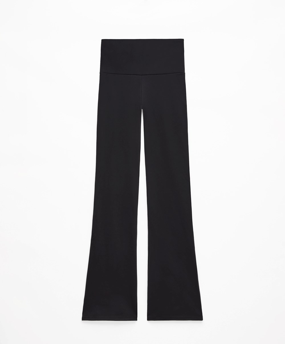 Oysho High-rise Comfortlux Flare Trousers μαυρα | VCJKFB-510