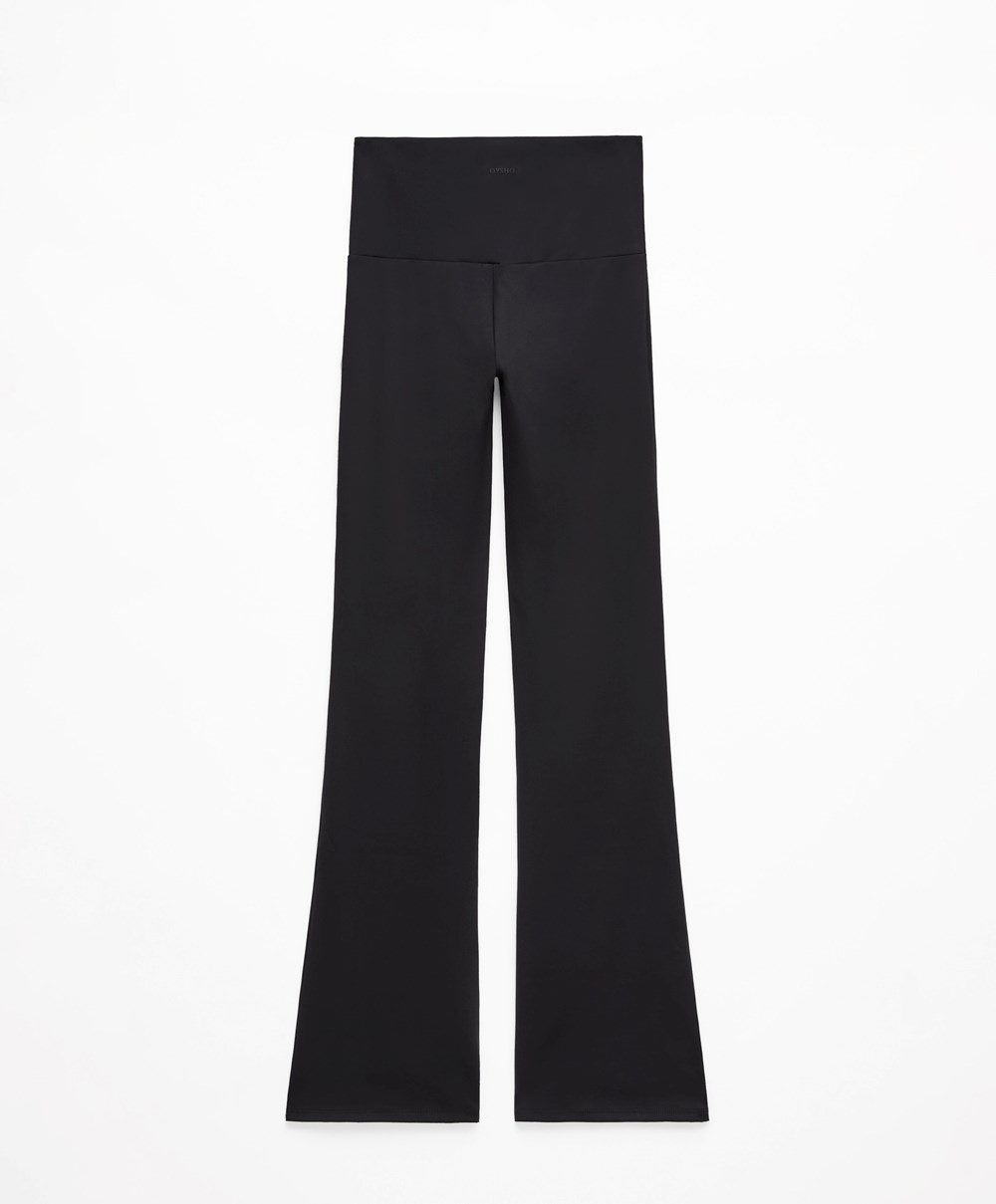 Oysho High-rise Comfortlux Flare Trousers μαυρα | VCJKFB-510