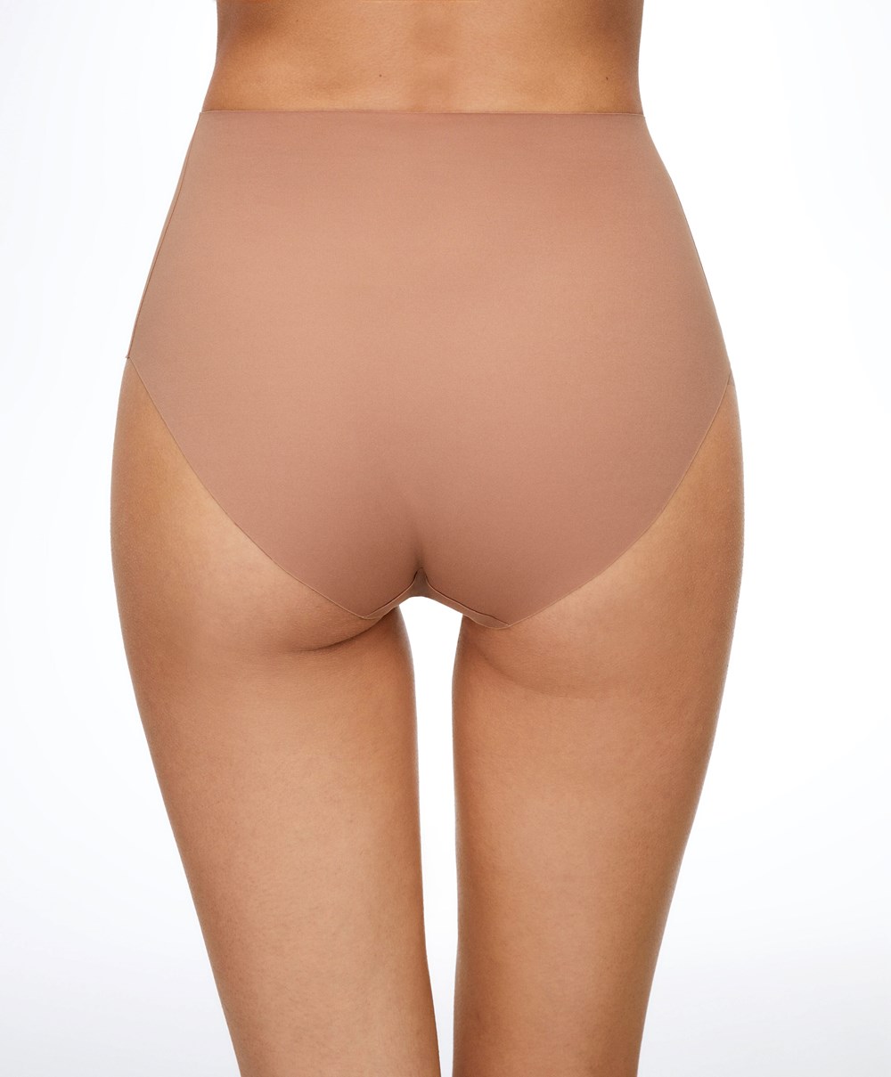 Oysho High-waisted Invisible Laser-cut Briefs Tan | CNVLPW-754