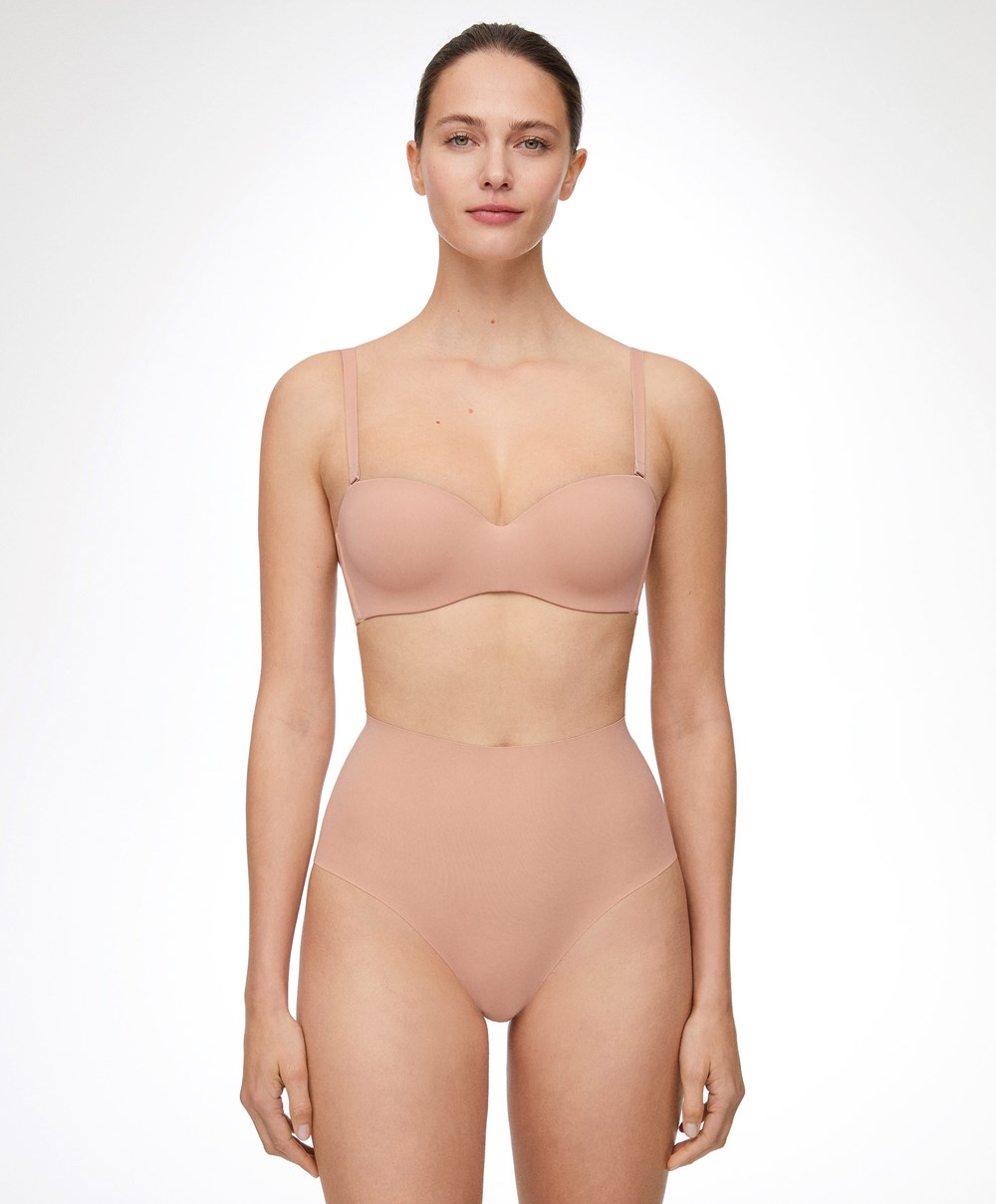 Oysho High-waisted Invisible Laser-cut Briefs Μπεζ | NLROSY-874