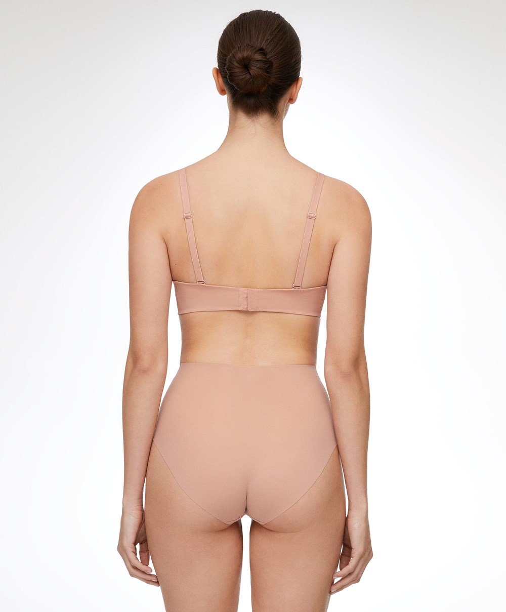 Oysho High-waisted Invisible Laser-cut Briefs Μπεζ | NLROSY-874