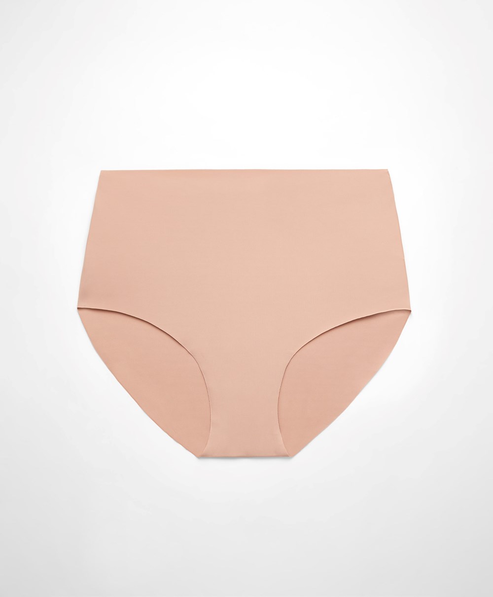 Oysho High-waisted Invisible Laser-cut Briefs Μπεζ | NLROSY-874