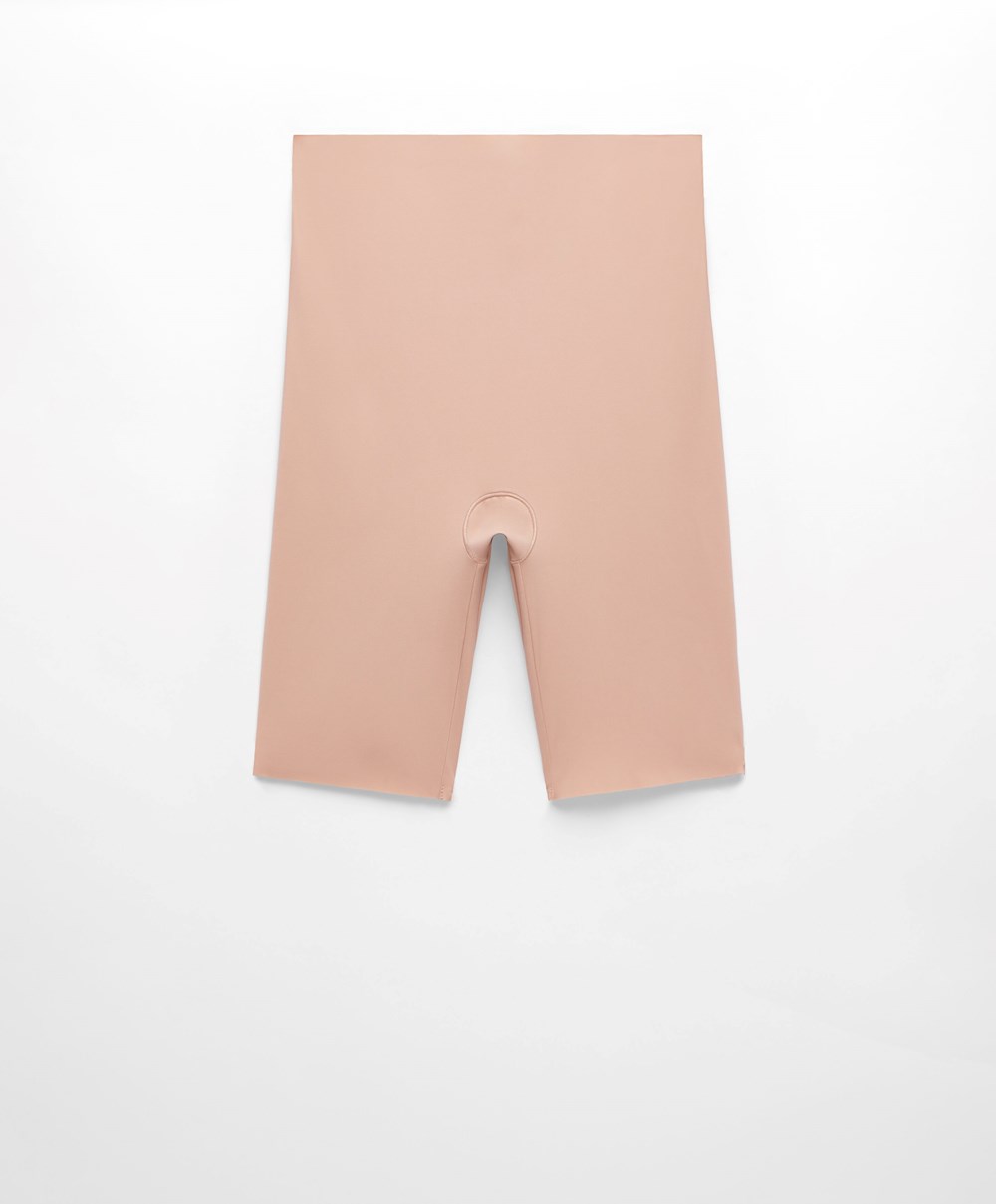 Oysho High-waisted Invisible Laser-cut Cycle Shorts Μπεζ | HJIRVU-296