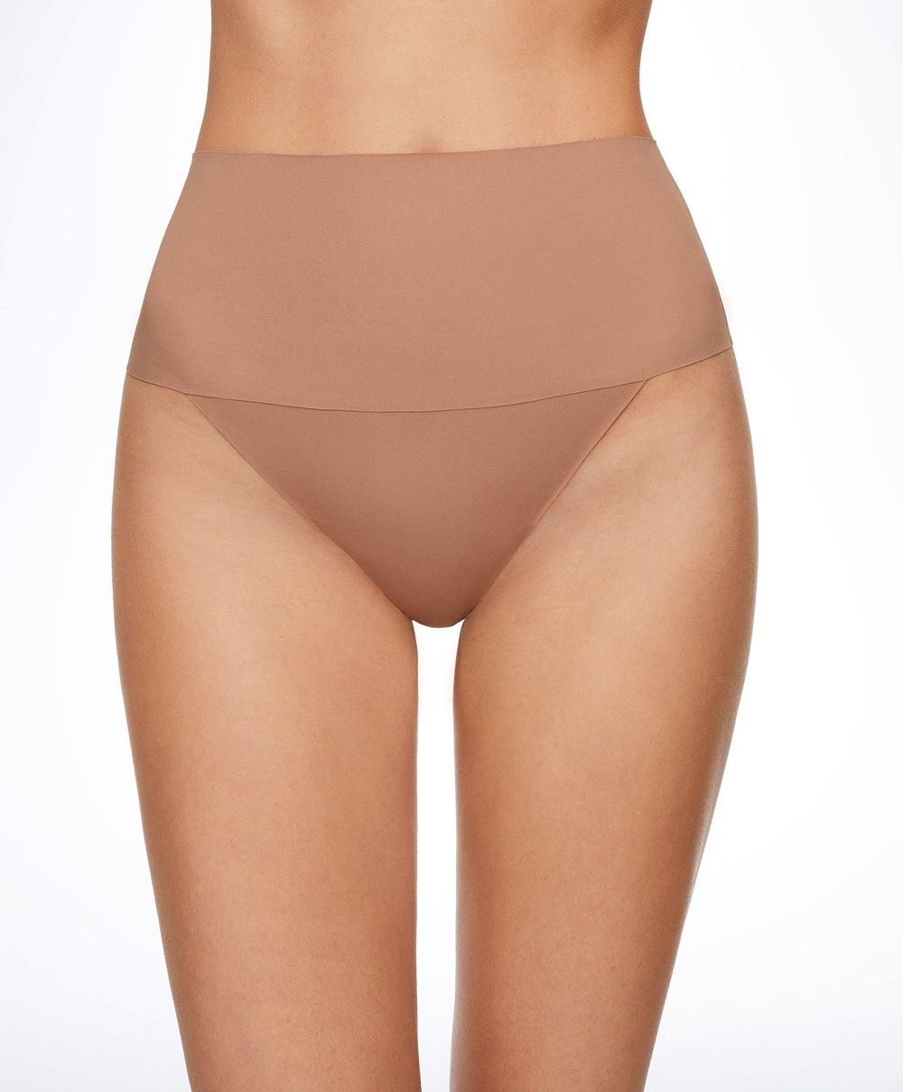 Oysho High-waisted Invisible Laser-cut Στρινγκ Tan | JIWCME-367