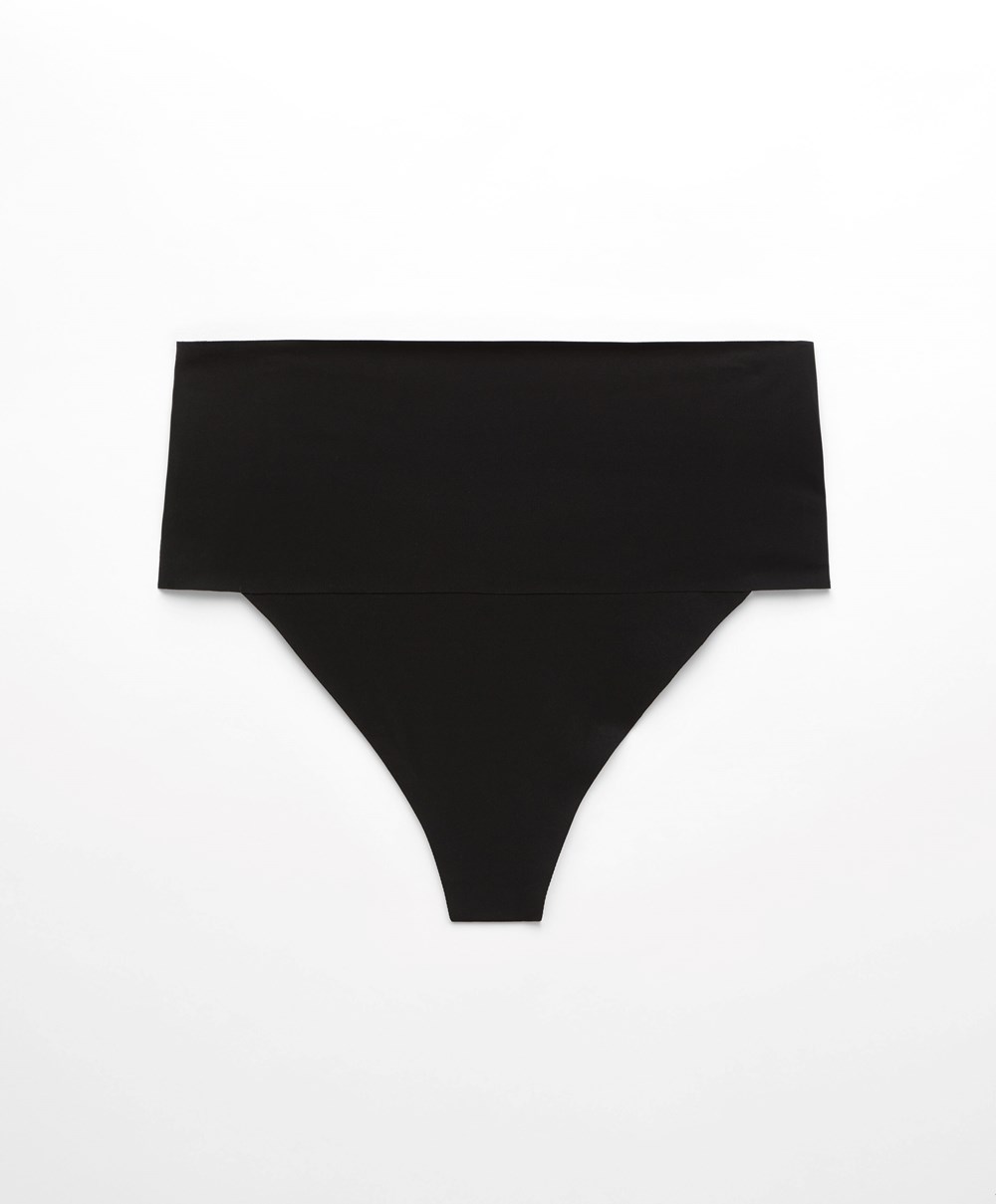 Oysho High-waisted Invisible Laser-cut Στρινγκ μαυρα | VYXZSL-910