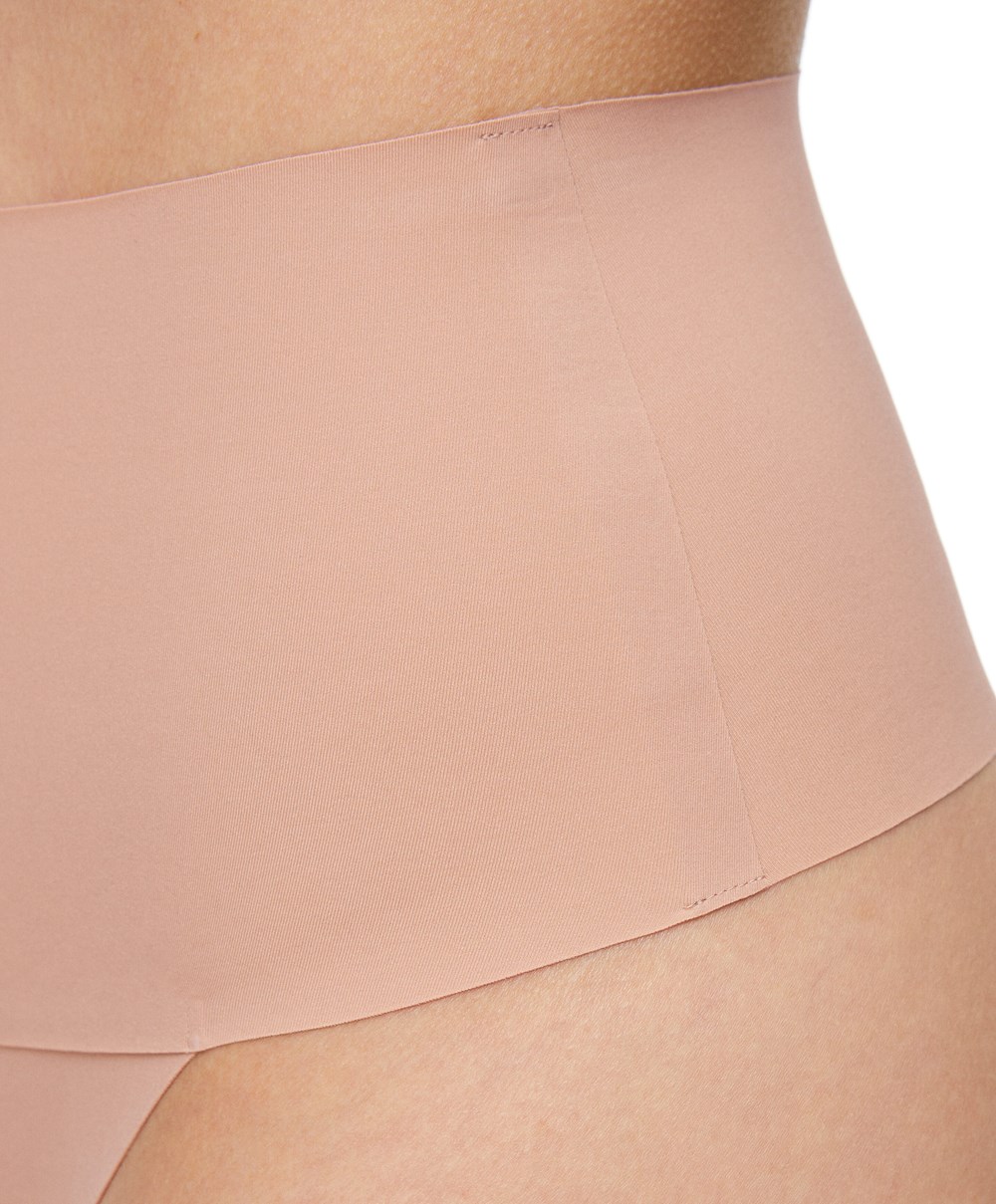 Oysho High-waisted Invisible Laser-cut Στρινγκ Μπεζ | WVXMNS-536