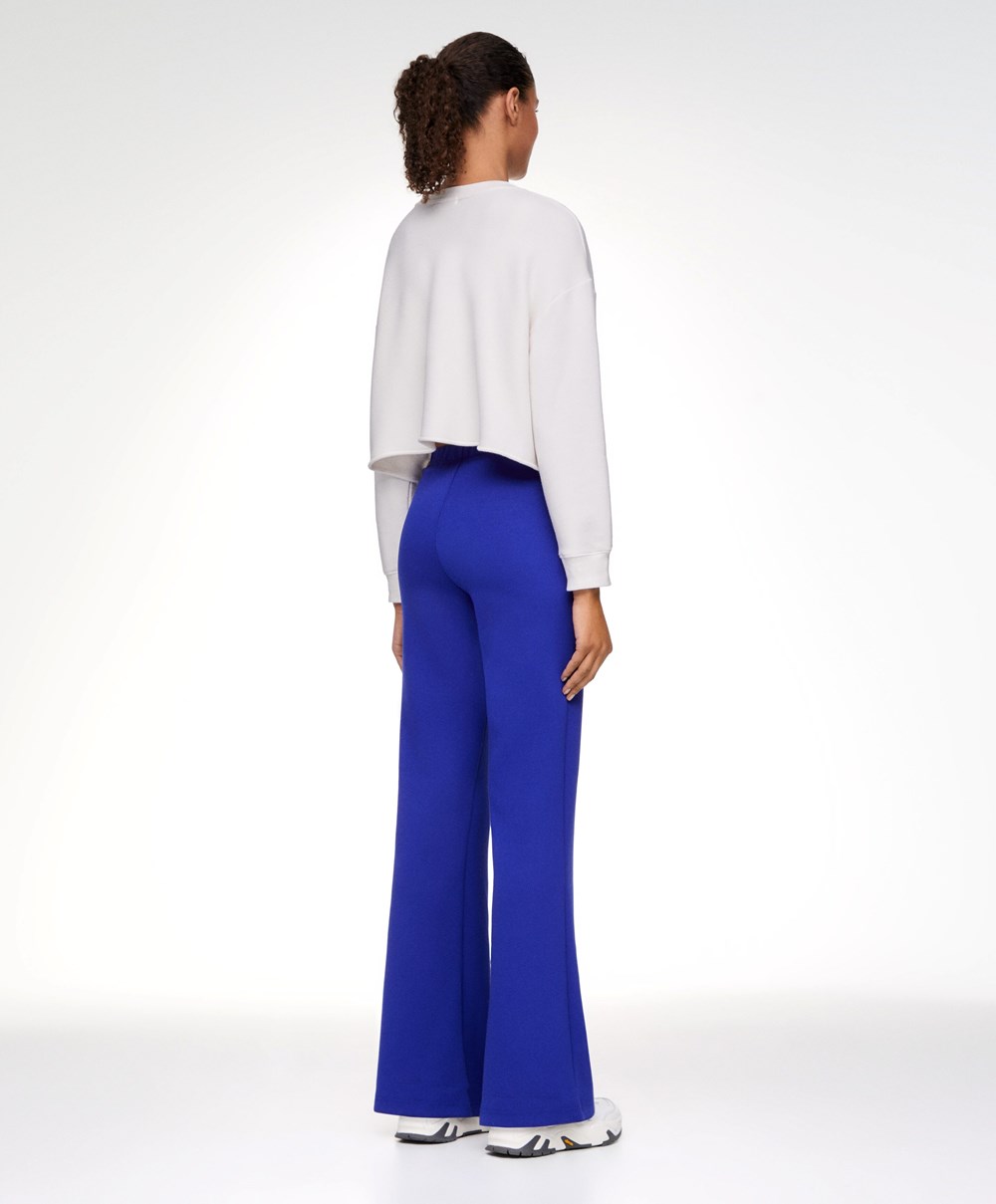 Oysho Interlock Flare Trousers μπλε | AEROQP-208