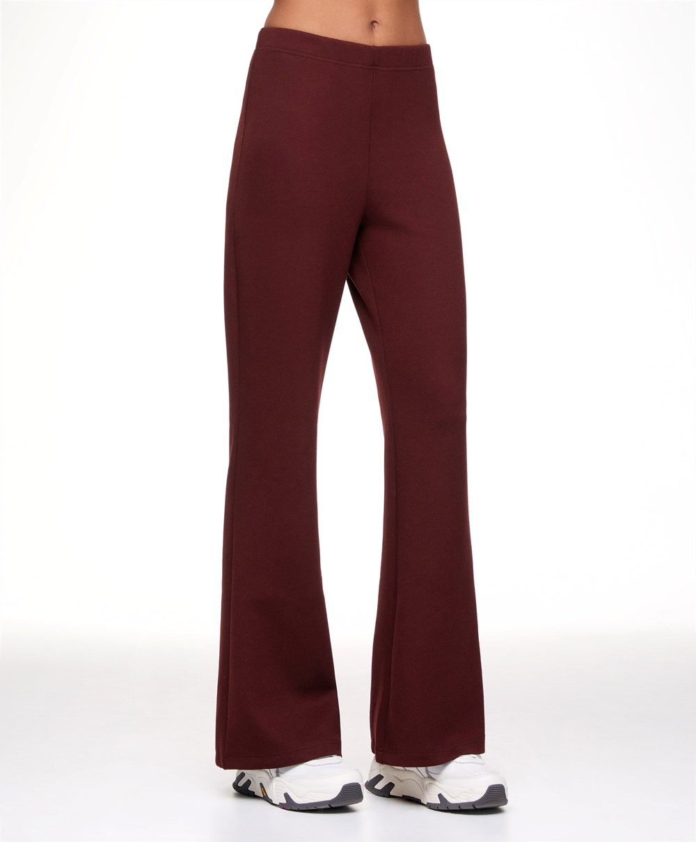 Oysho Interlock Flare Trousers σκούρο | TGFOZU-489