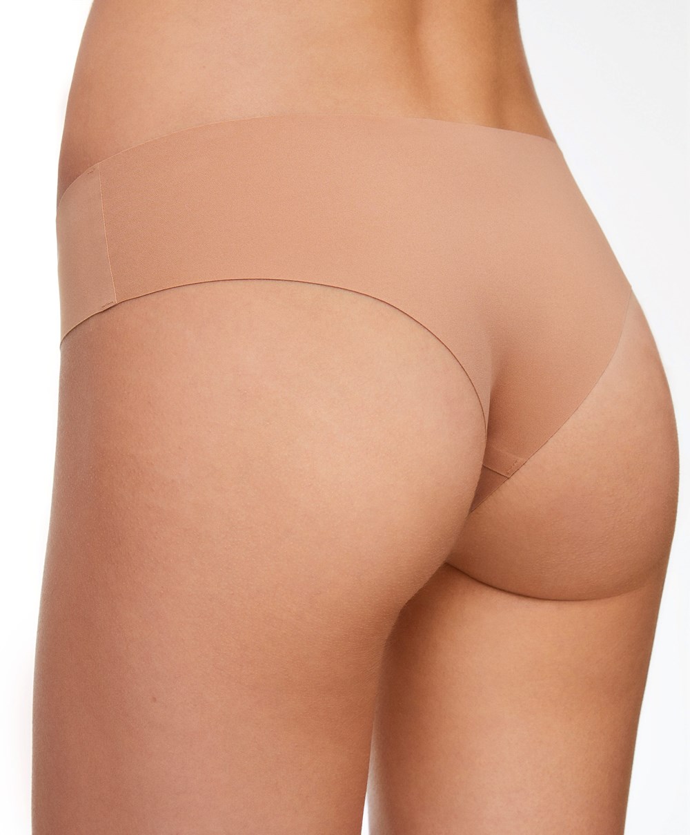 Oysho Invisible Laser-cut Brazilian Briefs Tan | CEIATM-159