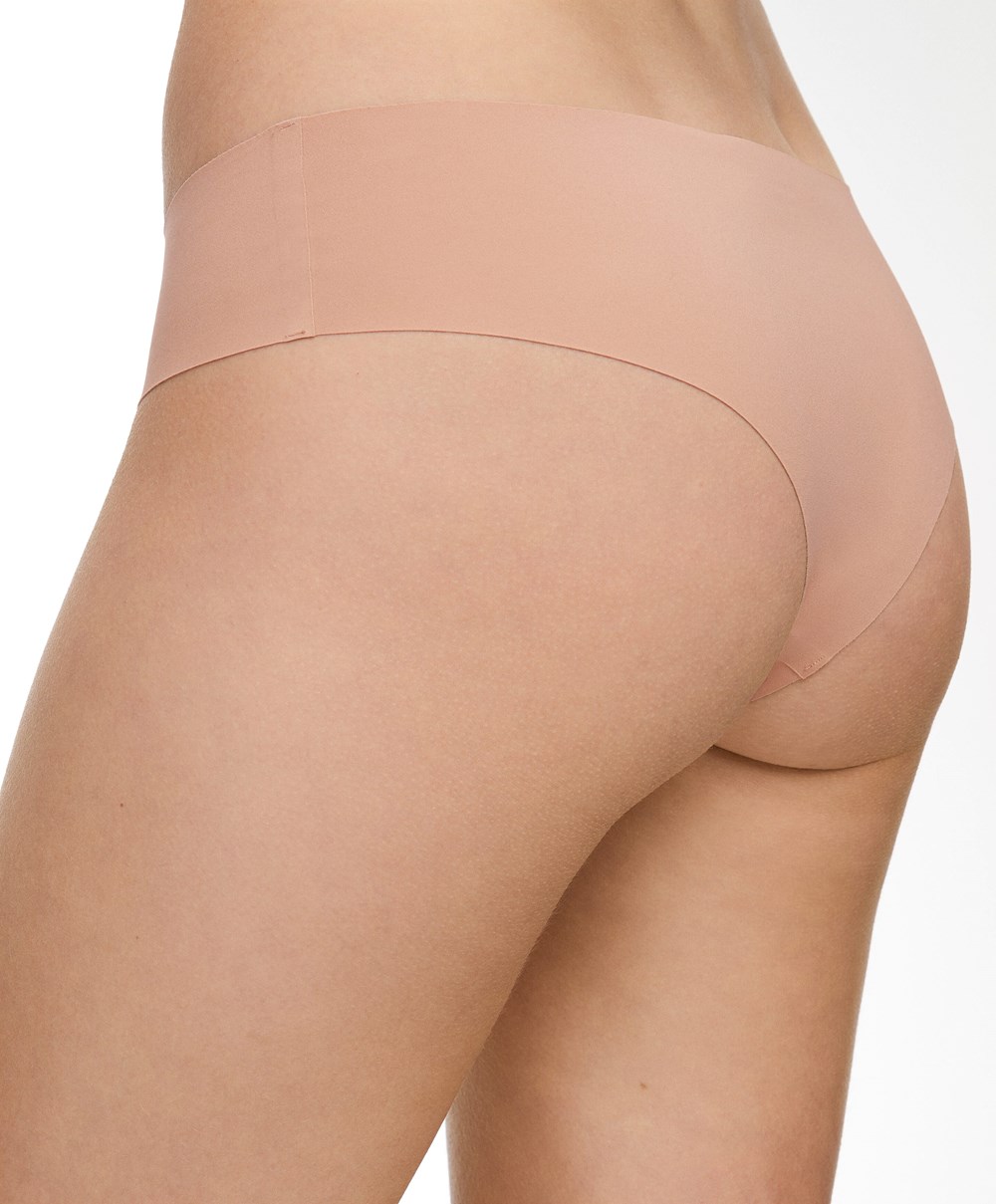 Oysho Invisible Laser-cut Brazilian Briefs Μπεζ | TSDJZH-540