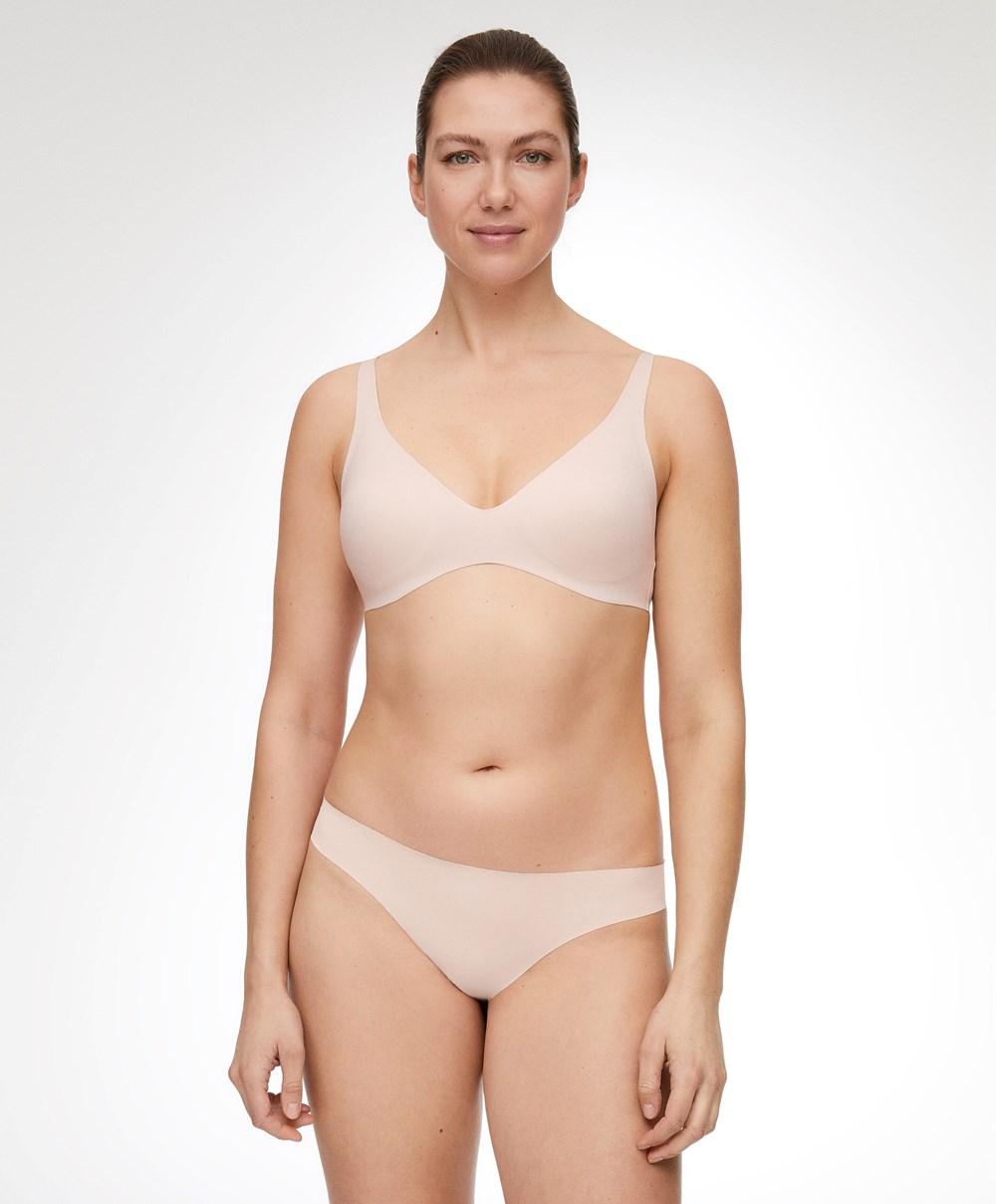 Oysho Invisible Laser-cut Halterneck-style Bra Almond | SOMFDN-098