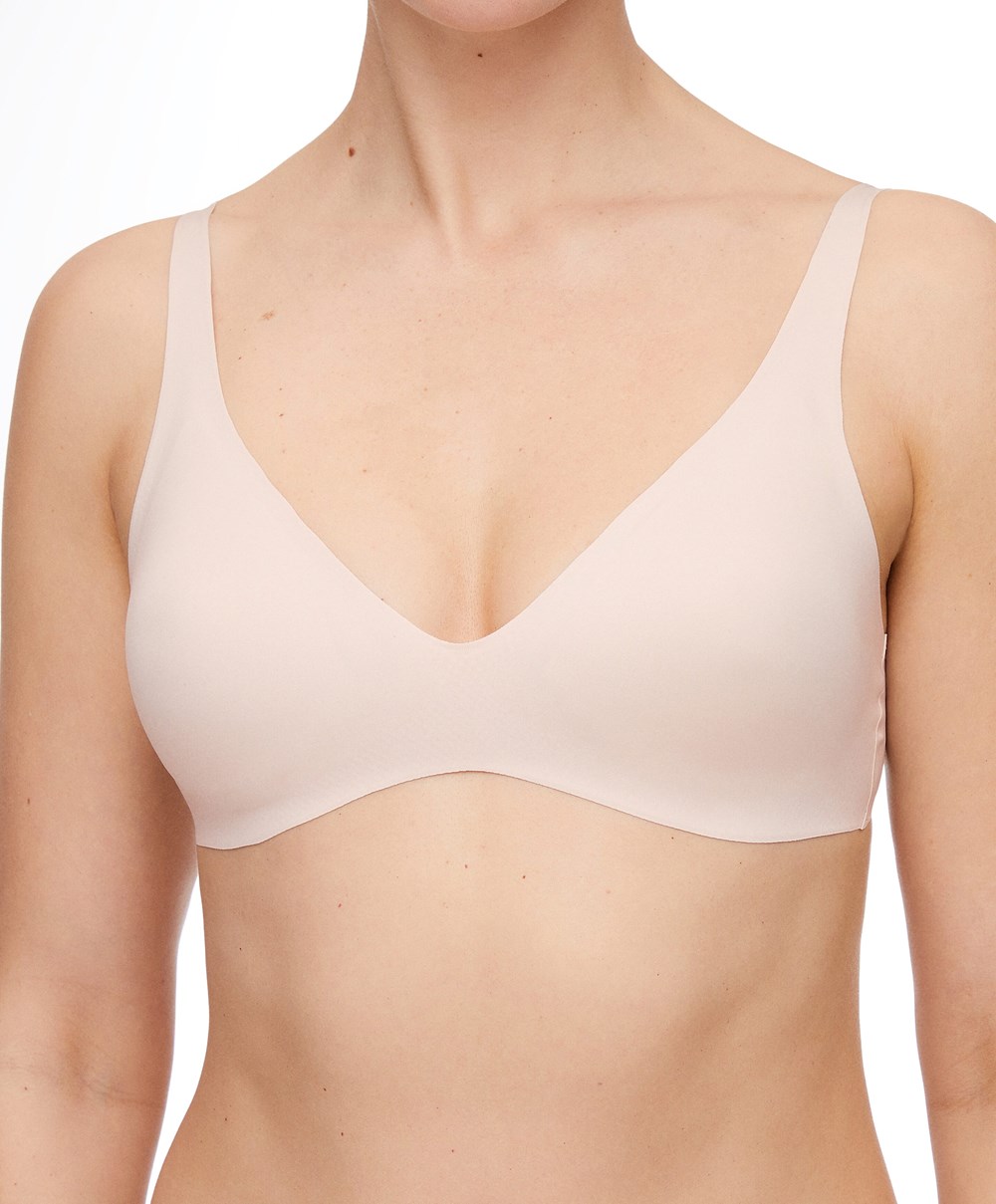 Oysho Invisible Laser-cut Halterneck-style Bra Almond | SOMFDN-098