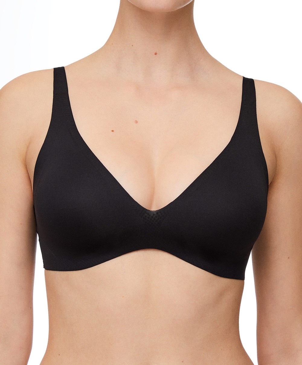 Oysho Invisible Laser-cut Halterneck-style Bra μαυρα | UMNEPJ-019