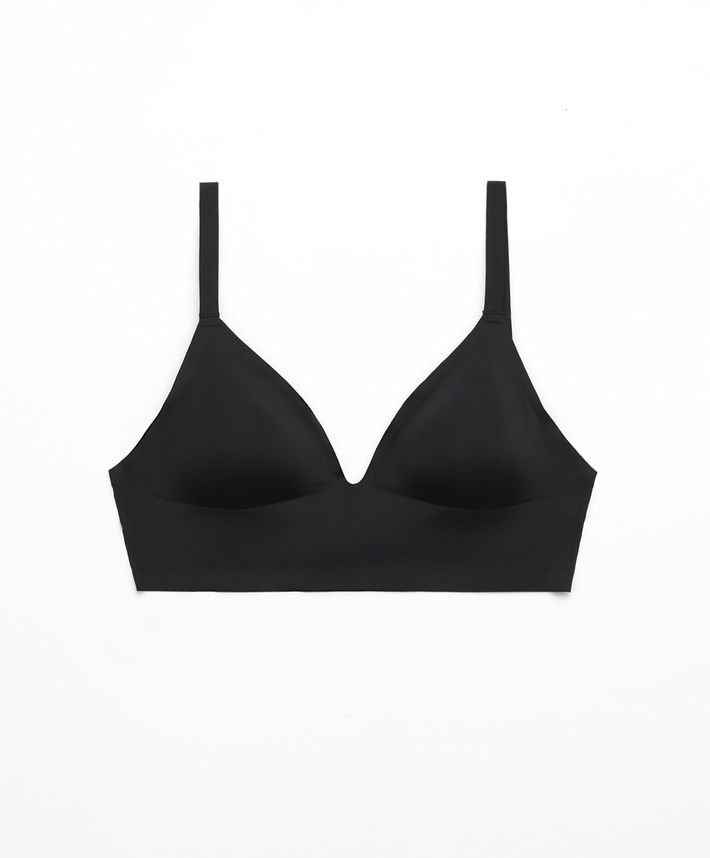 Oysho Invisible Laser-cut Triangle Bra Top With Low Back μαυρα | FVKYZJ-382