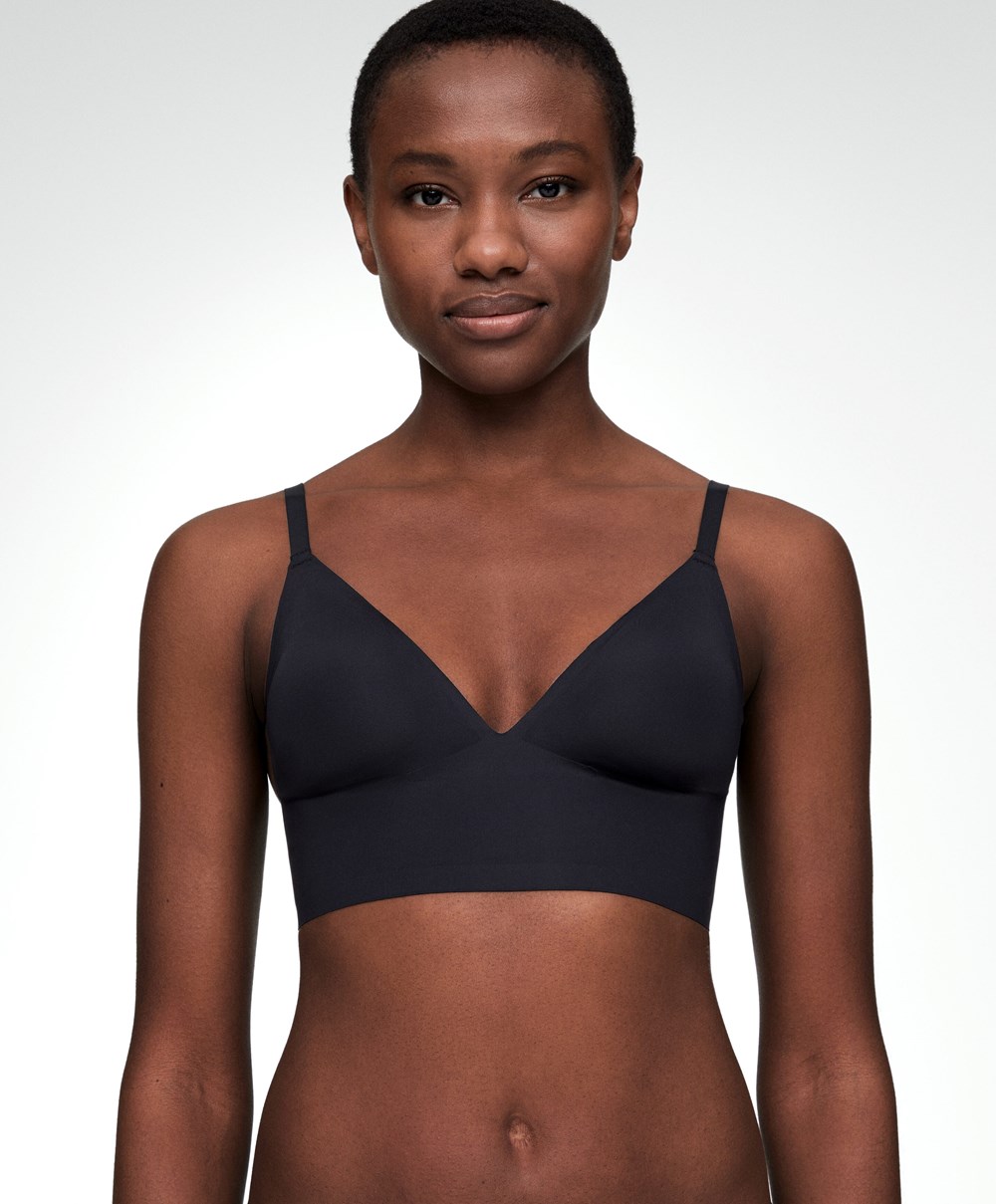 Oysho Invisible Laser-cut Triangle Bra Top With Low Back μαυρα | FVKYZJ-382