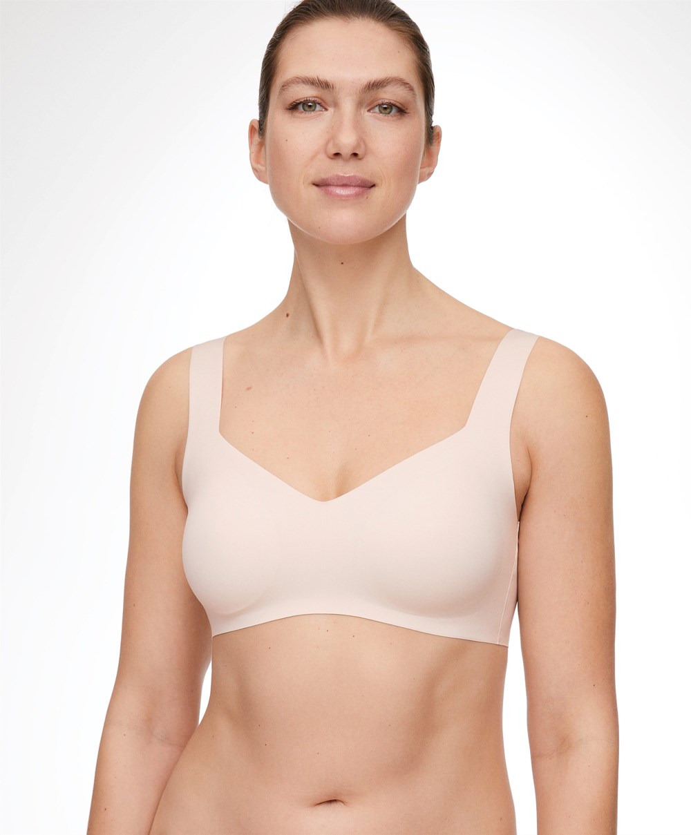 Oysho Invisible Laser-cut V-neck Bra Almond | JPNHKC-247