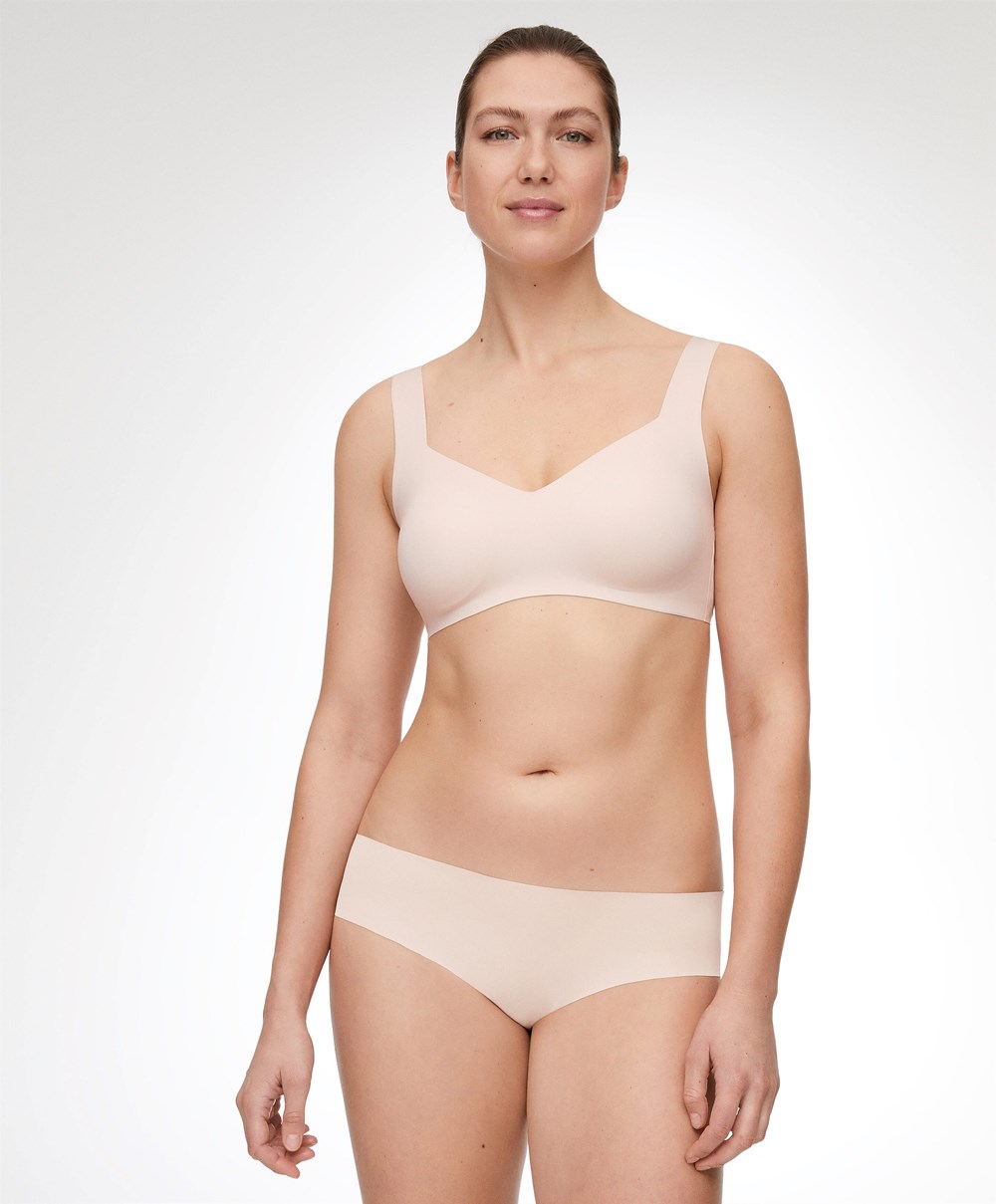 Oysho Invisible Laser-cut V-neck Bra Almond | JPNHKC-247