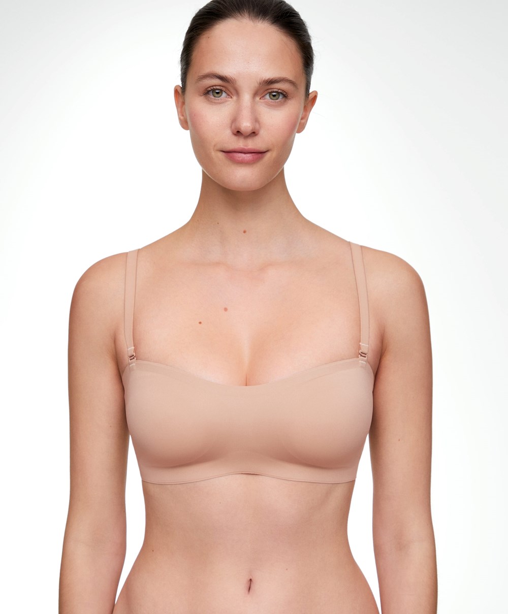 Oysho Invisible Polyamide Bandeau Bra With Removable Straps Μπεζ | FRAEQM-324