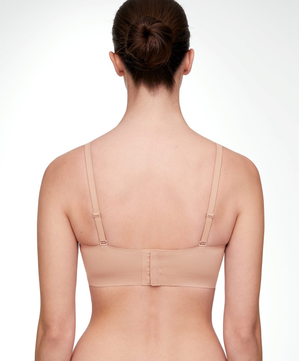 Oysho Invisible Polyamide Bandeau Bra With Removable Straps Μπεζ | FRAEQM-324