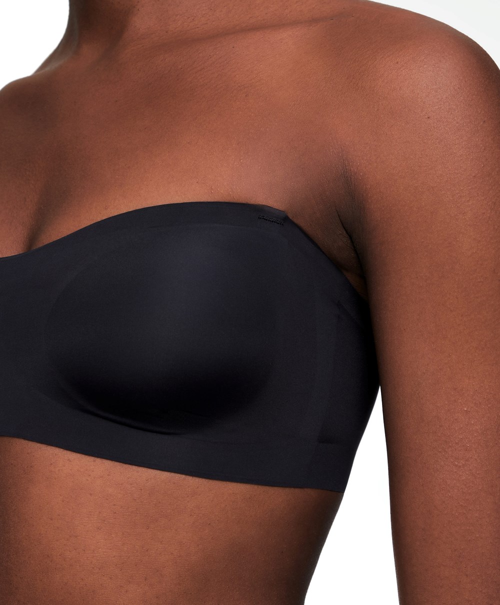 Oysho Invisible Polyamide Bandeau Bra With Removable Straps μαυρα | HBYKUG-729