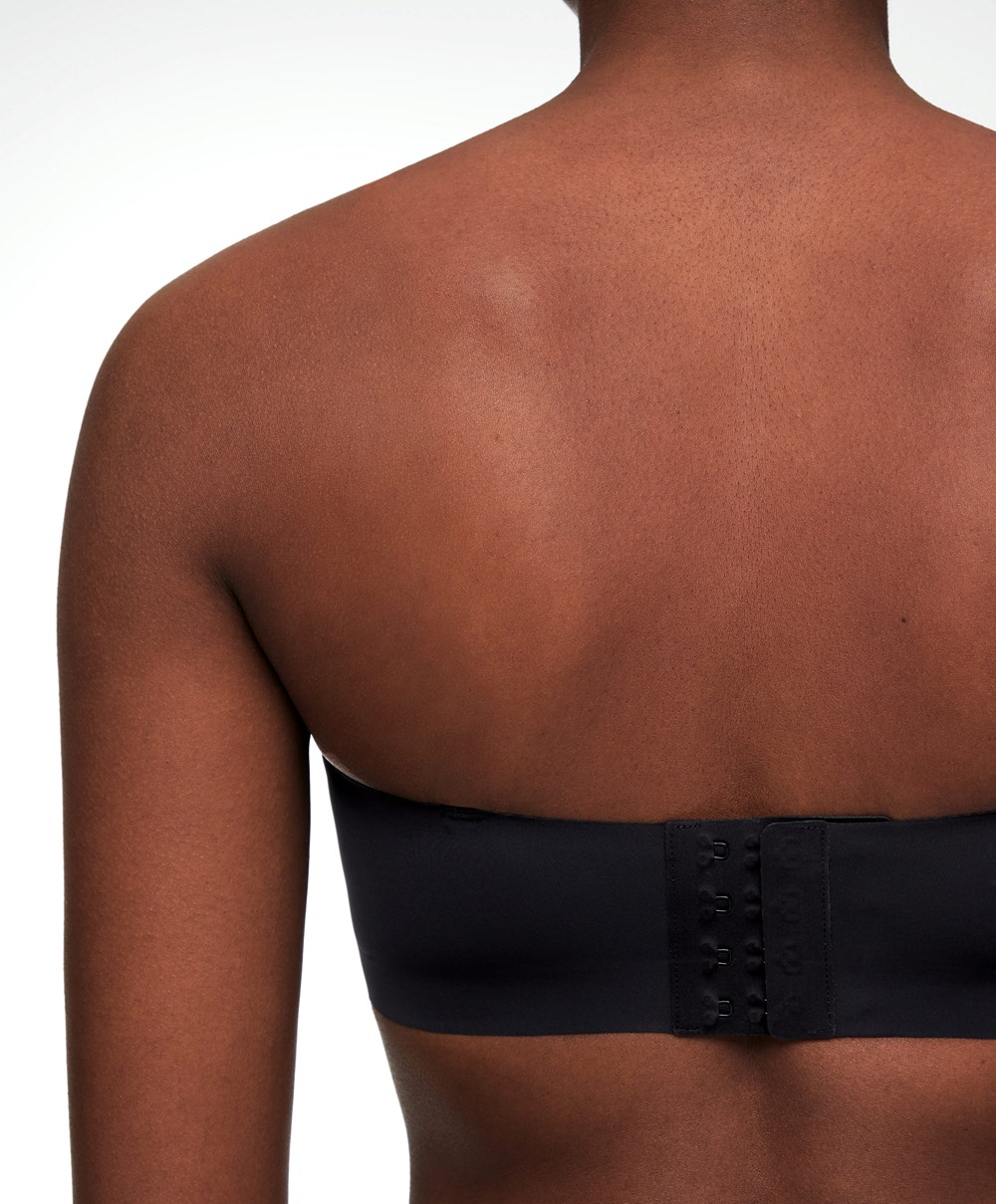 Oysho Invisible Polyamide Bandeau Bra With Removable Straps μαυρα | HBYKUG-729