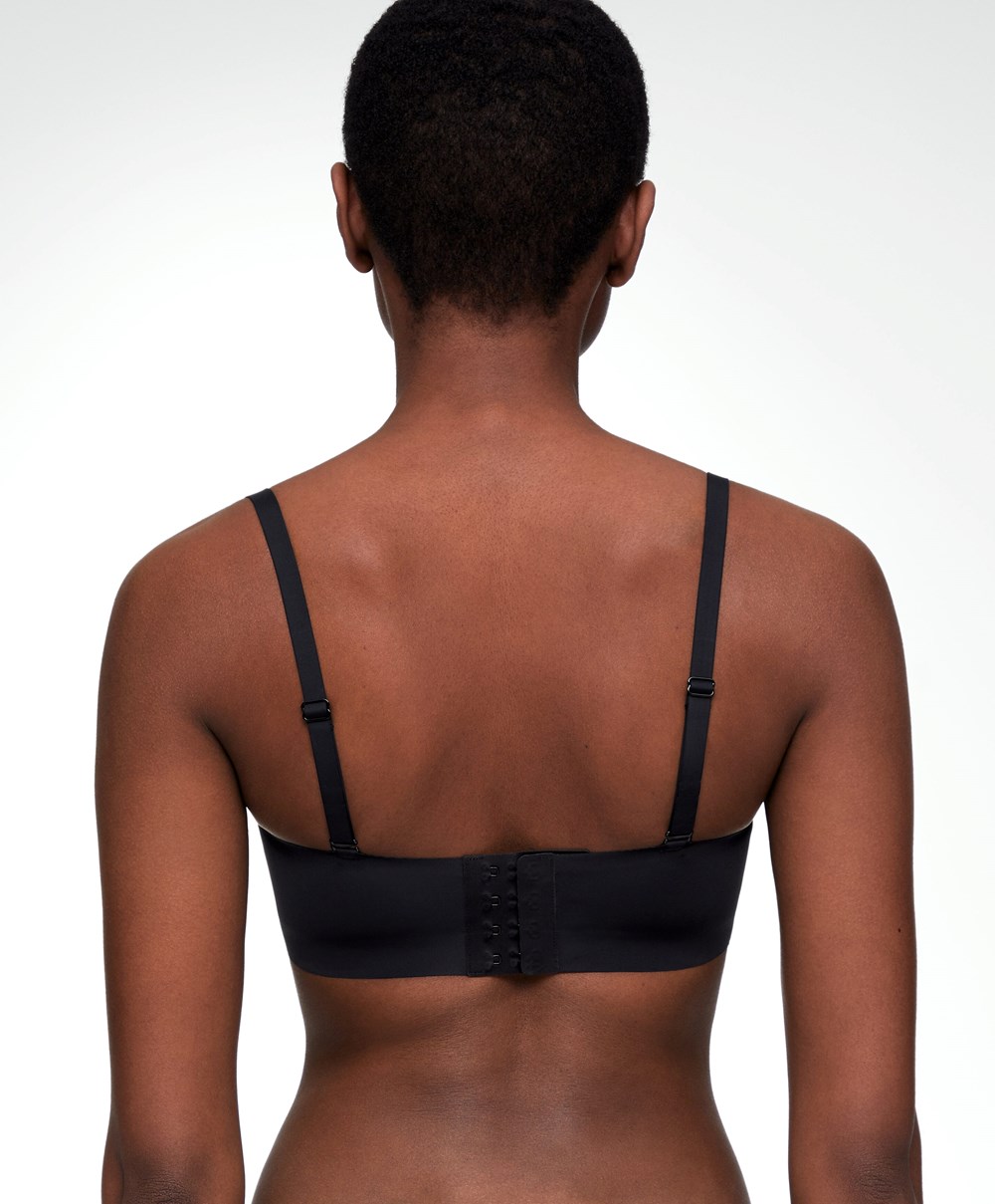 Oysho Invisible Polyamide Bandeau Bra With Removable Straps μαυρα | HBYKUG-729