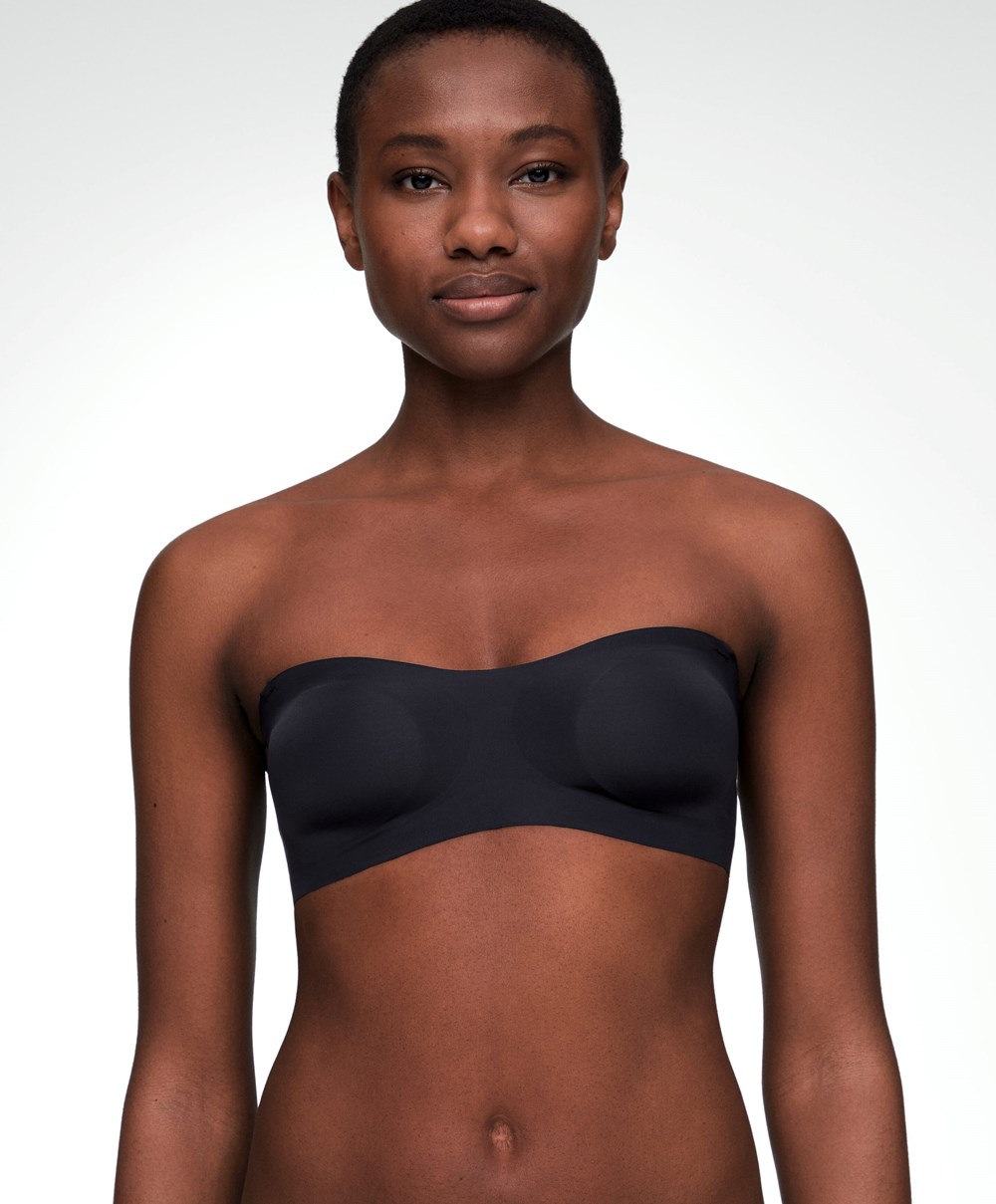 Oysho Invisible Polyamide Bandeau Bra With Removable Straps μαυρα | HBYKUG-729