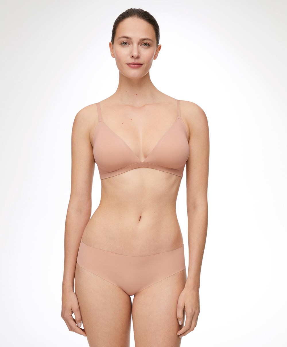 Oysho Invisible Polyamide Triangle Bra Μπεζ | PNEDOG-781