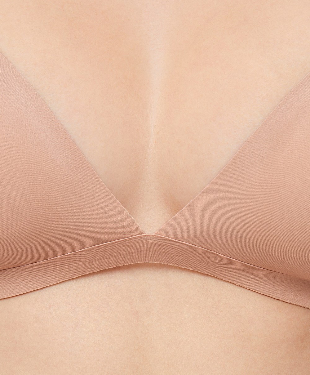 Oysho Invisible Polyamide Triangle Bra Μπεζ | PNEDOG-781