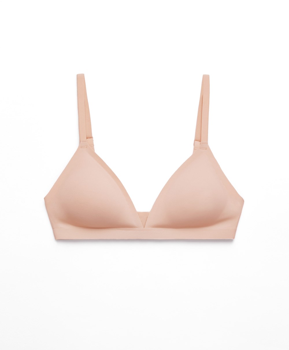 Oysho Invisible Polyamide Triangle Bra Μπεζ | PNEDOG-781