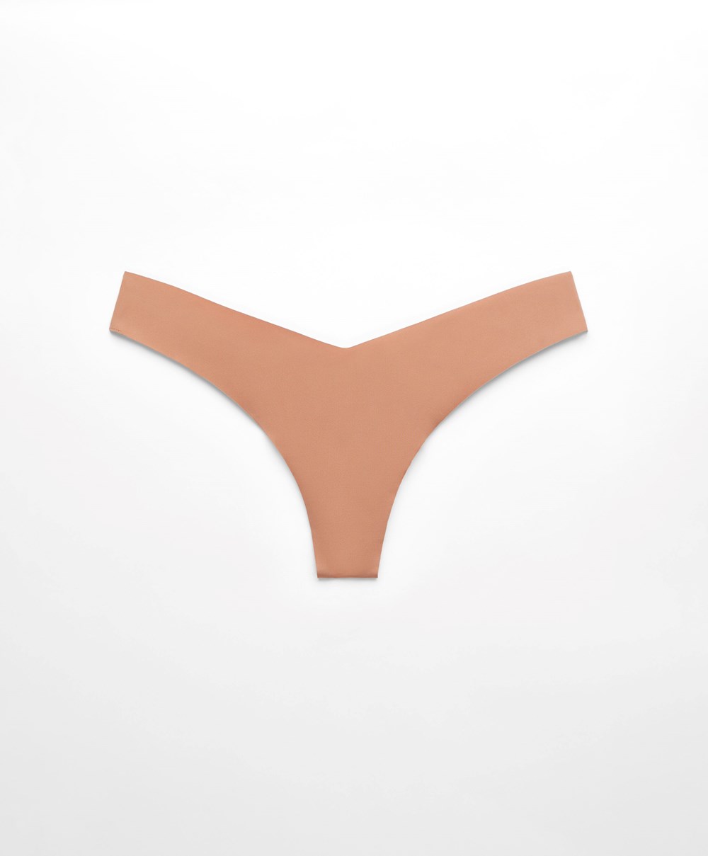 Oysho Invisible “v”-cut Στρινγκ Tan | YJQXRF-397