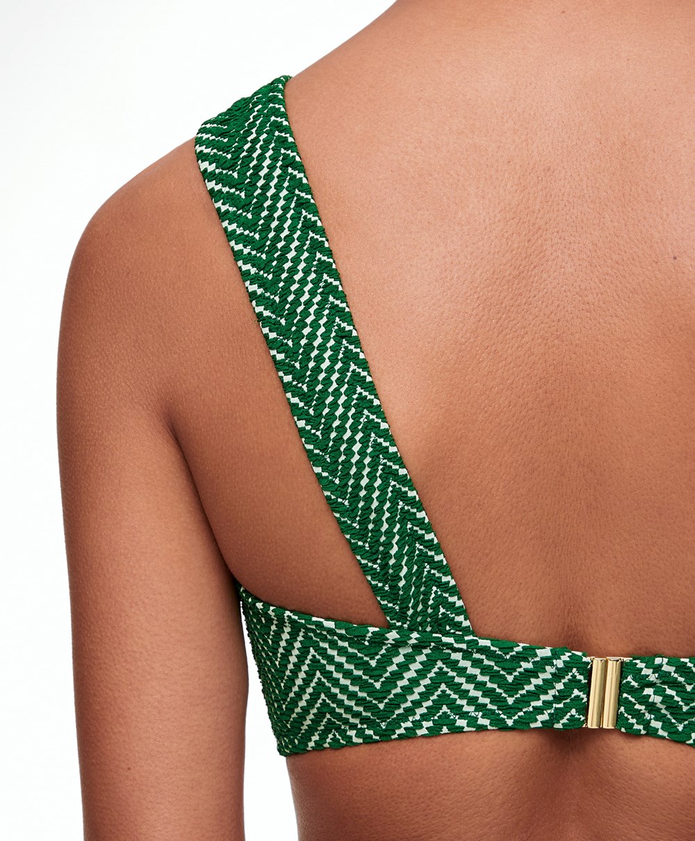 Oysho Jacquard Asymmetric Trikini πρασινο | JTKQFN-109