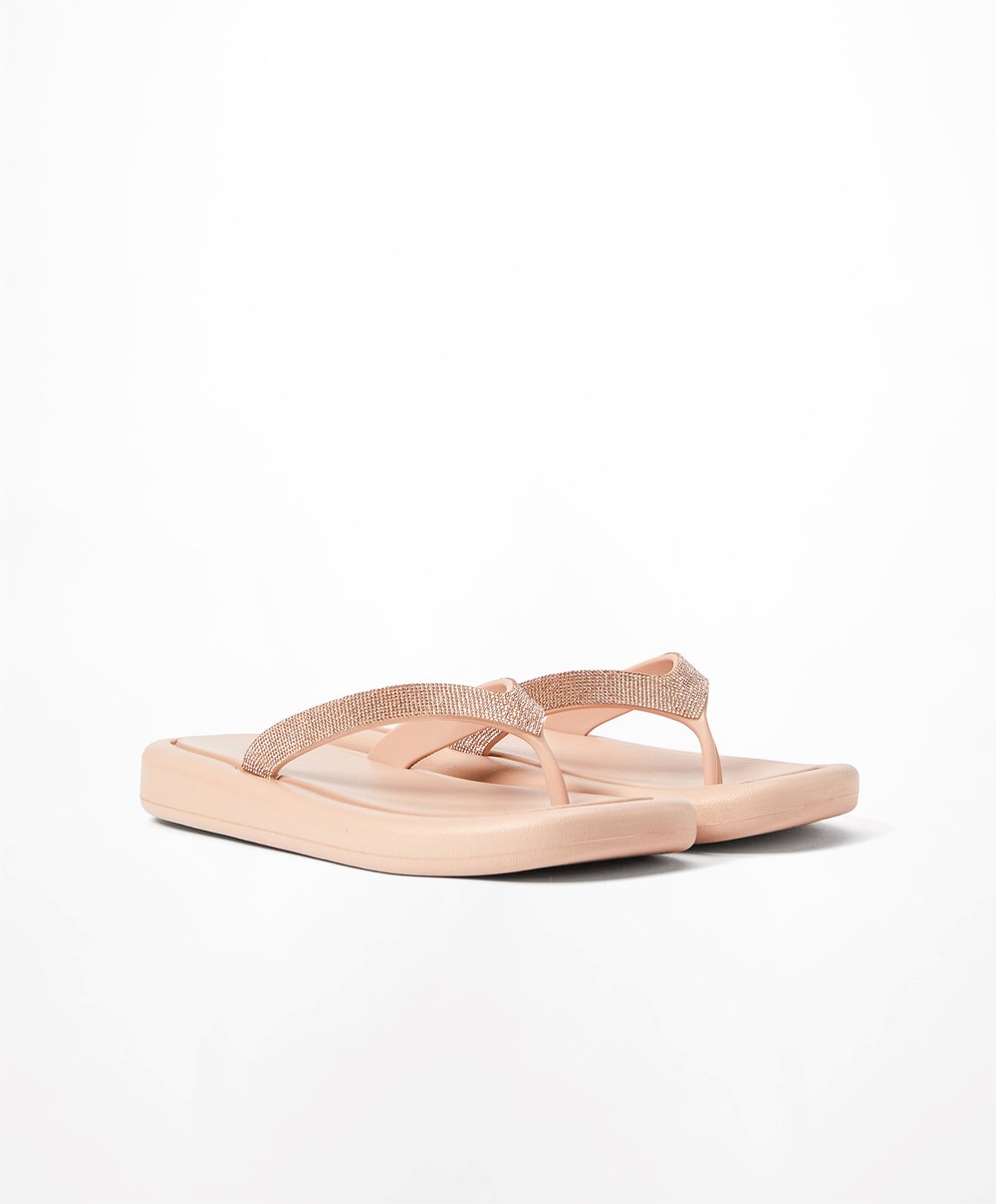 Oysho Jewel Beach Sandals Μπεζ ροζ | XIBJKO-895