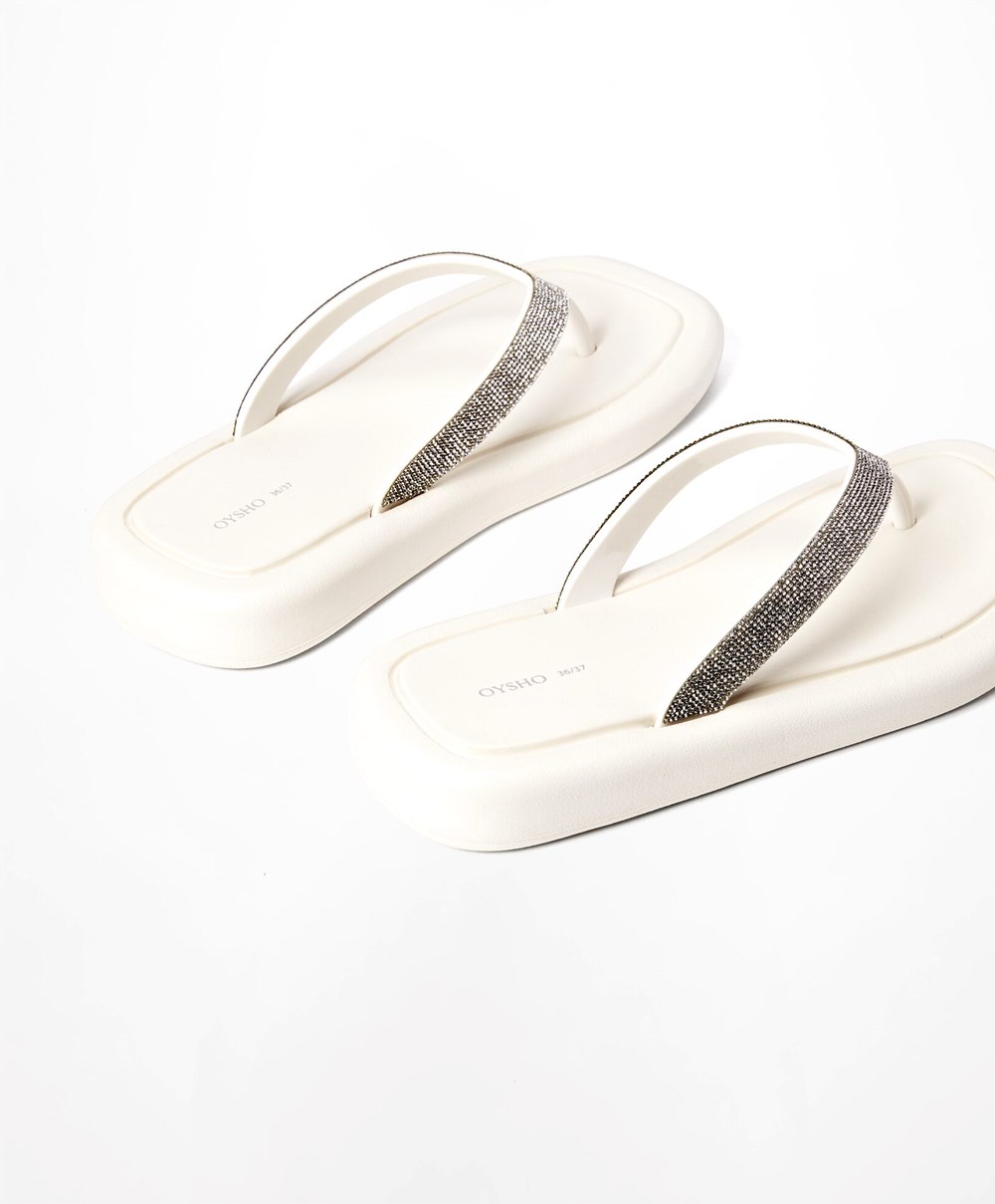 Oysho Jewel Beach Sandals ασπρα | DXCLMW-849