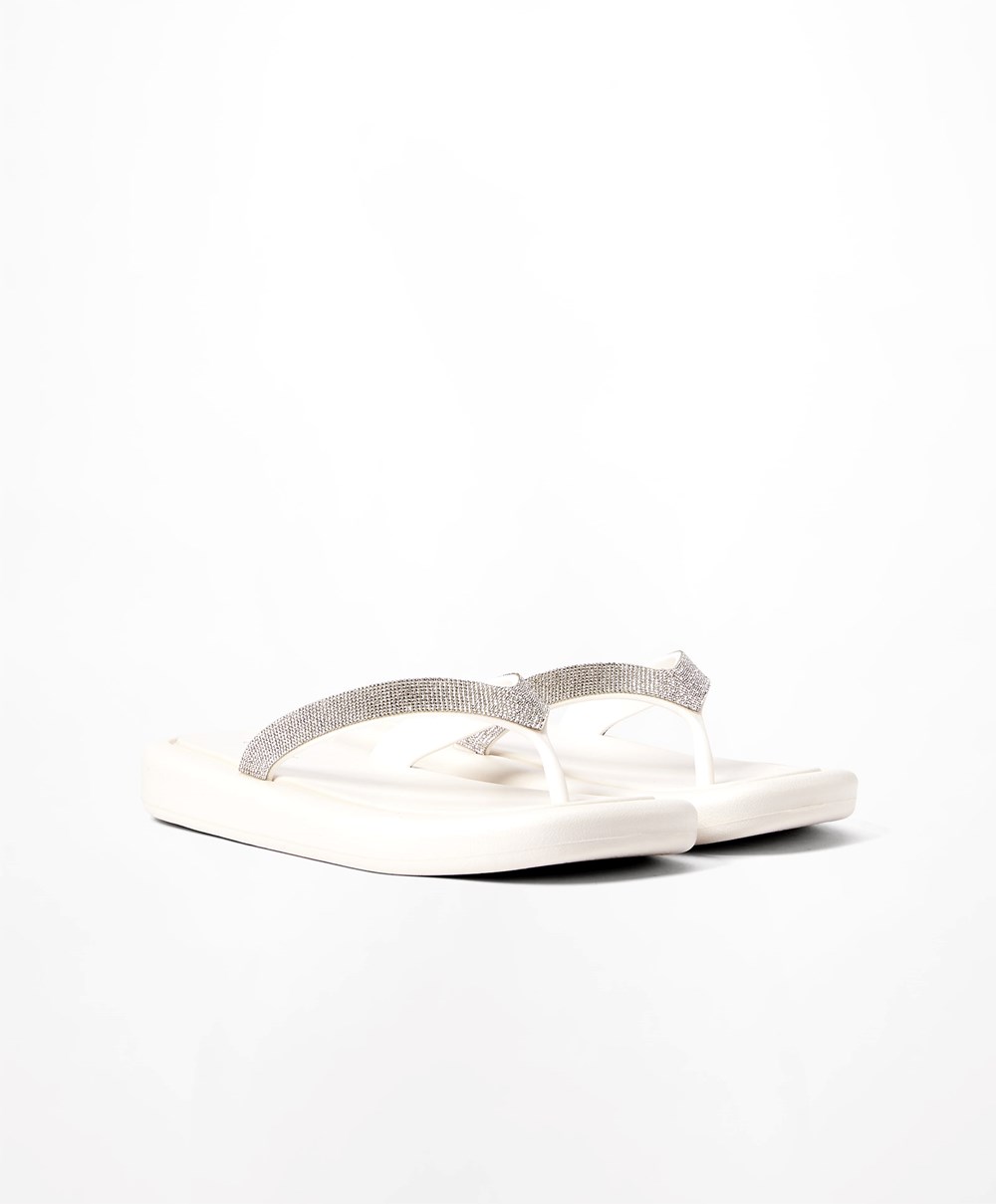 Oysho Jewel Beach Sandals ασπρα | FDLCQG-601