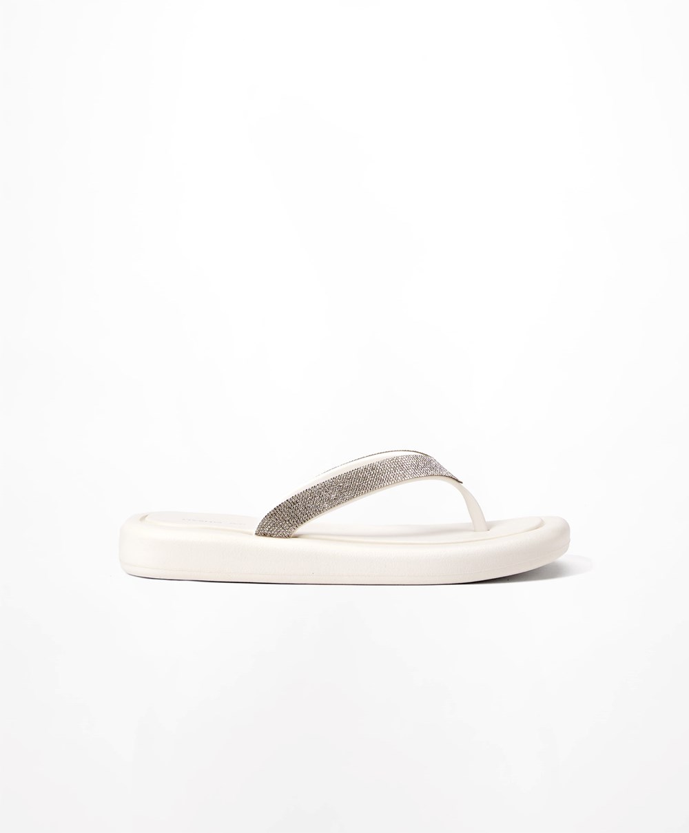 Oysho Jewel Beach Sandals ασπρα | QDMLRE-853