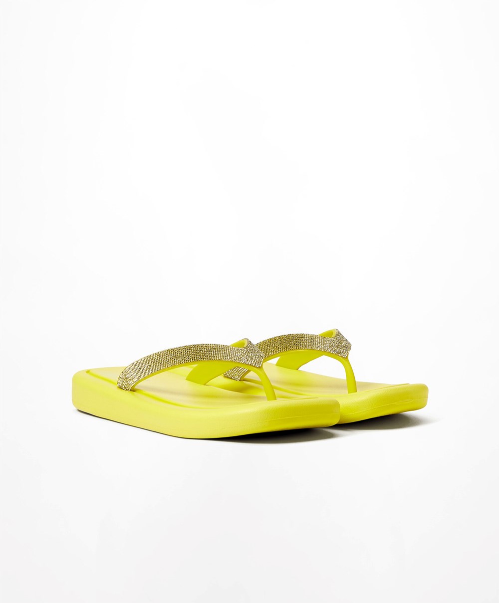 Oysho Jewel Beach Sandals κίτρινα | DJIZWH-129