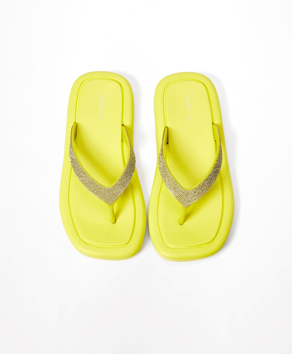 Oysho Jewel Beach Sandals κίτρινα | DJIZWH-129