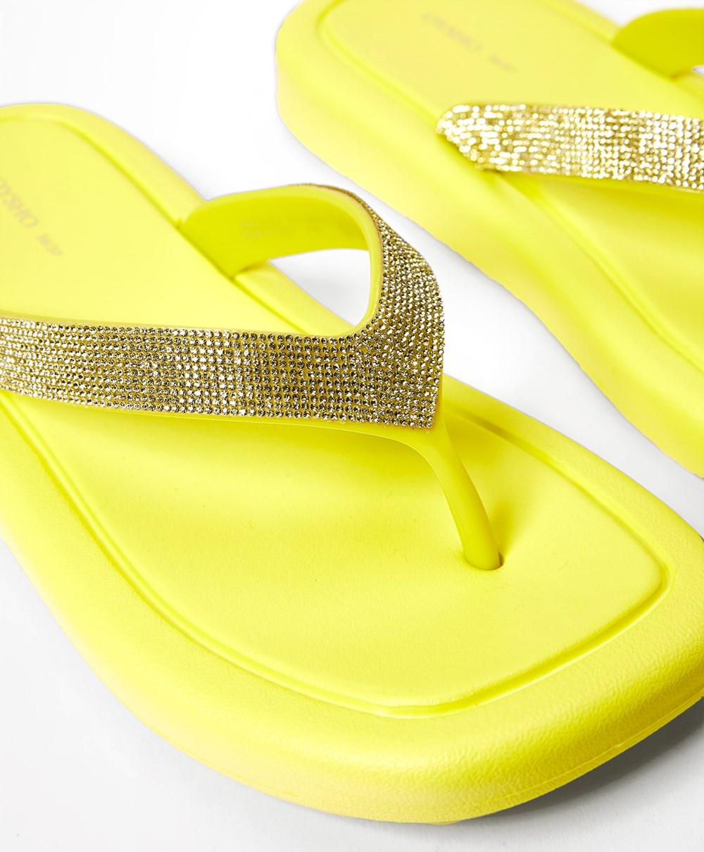 Oysho Jewel Beach Sandals κίτρινα | EDWUVN-395