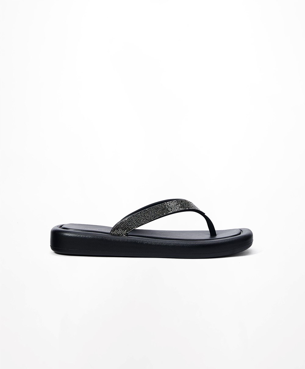 Oysho Jewel Beach Sandals μαυρα | RKPHSX-613