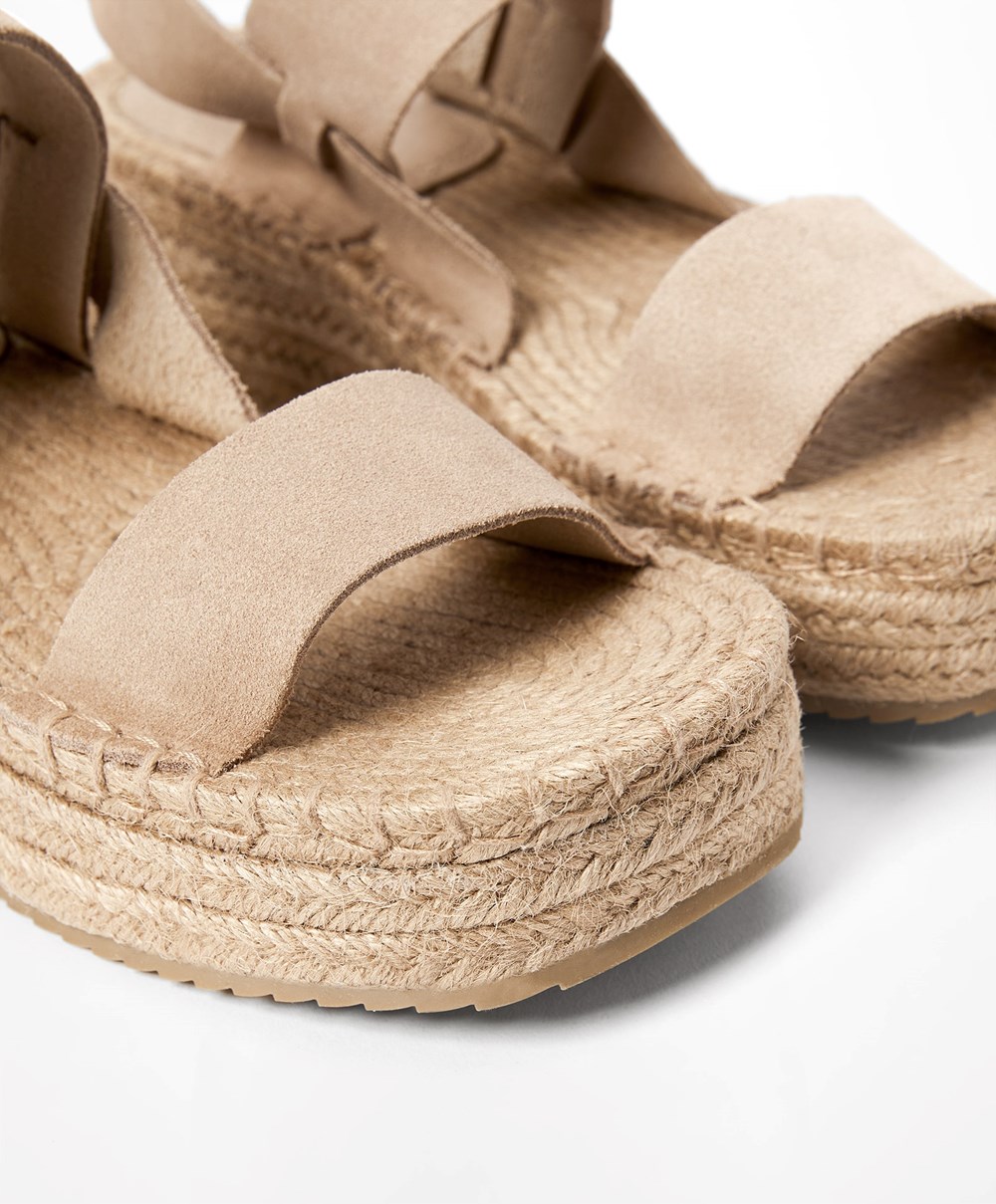 Oysho Jute Wedges With Split σουετ καφε | BOYVFD-973