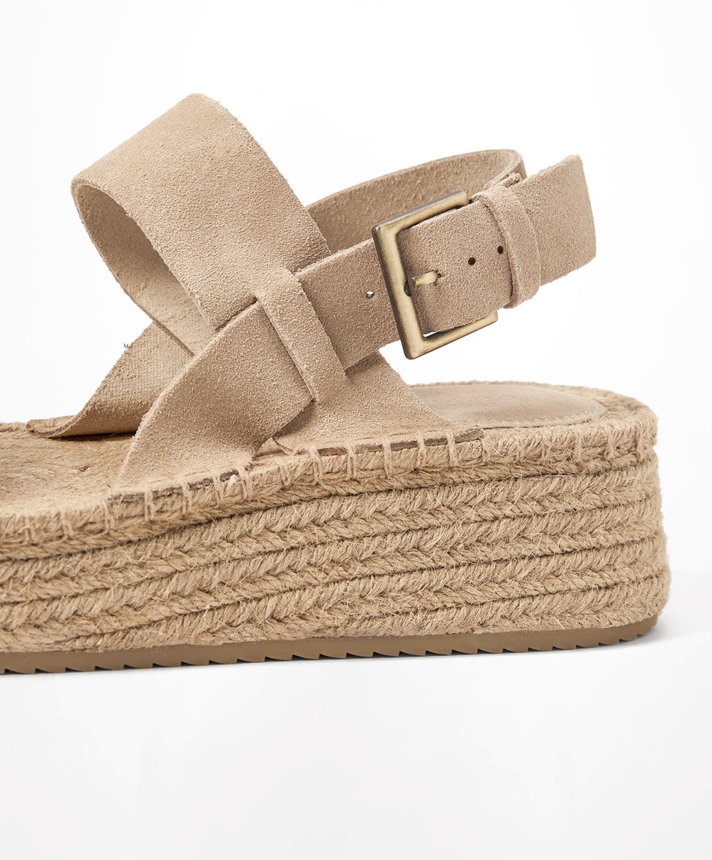 Oysho Jute Wedges With Split σουετ καφε | BOYVFD-973