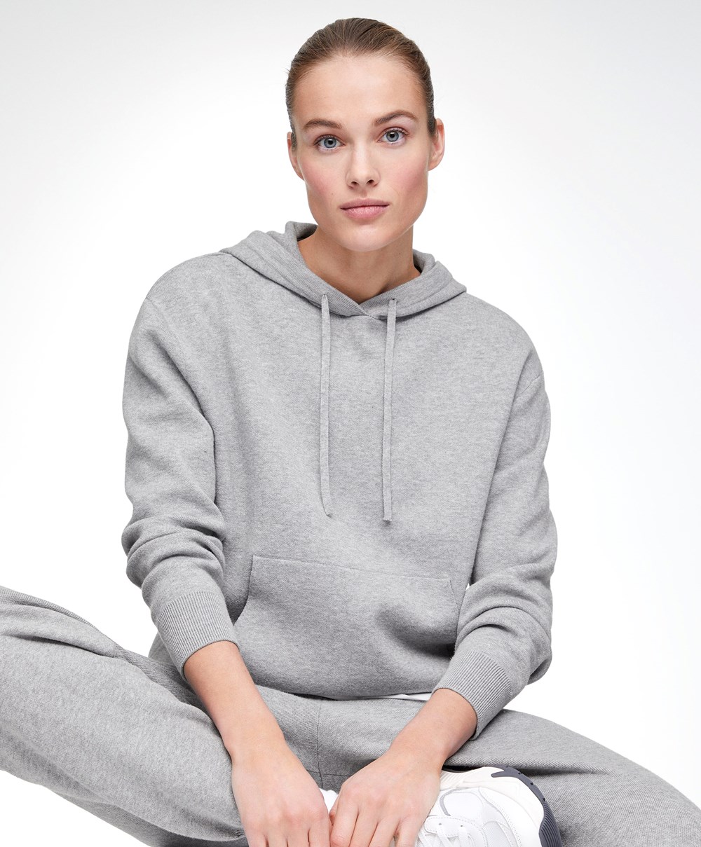 Oysho Knit Hoodie γκρι | NXMFDI-532