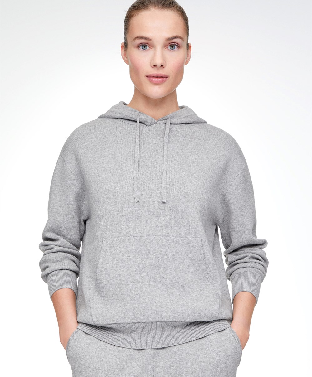 Oysho Knit Hoodie γκρι | NXMFDI-532