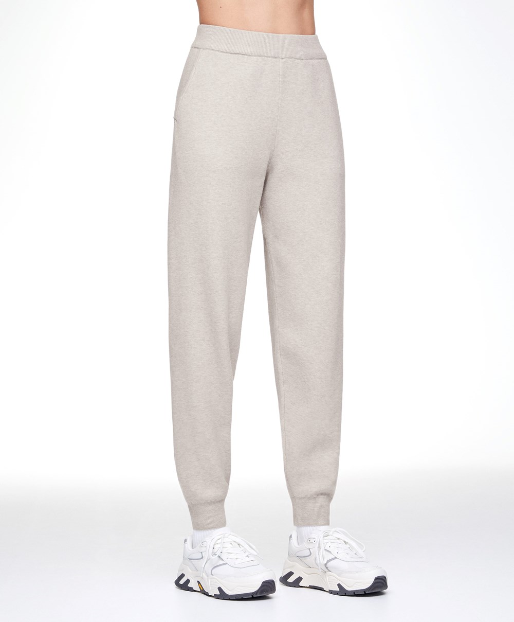 Oysho Knit Joggers Stone | UAKTOF-316