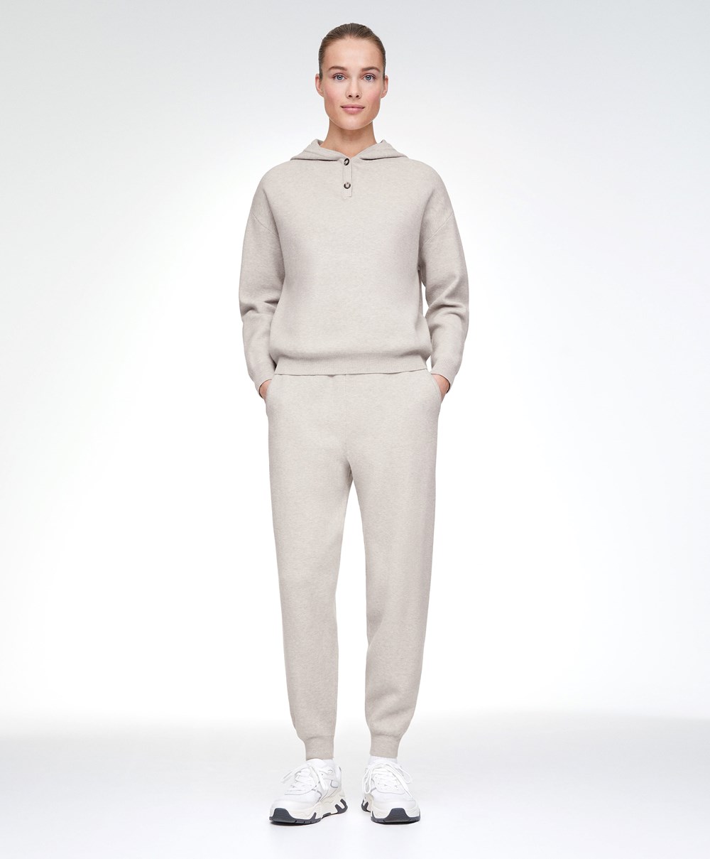 Oysho Knit Joggers Stone | UAKTOF-316