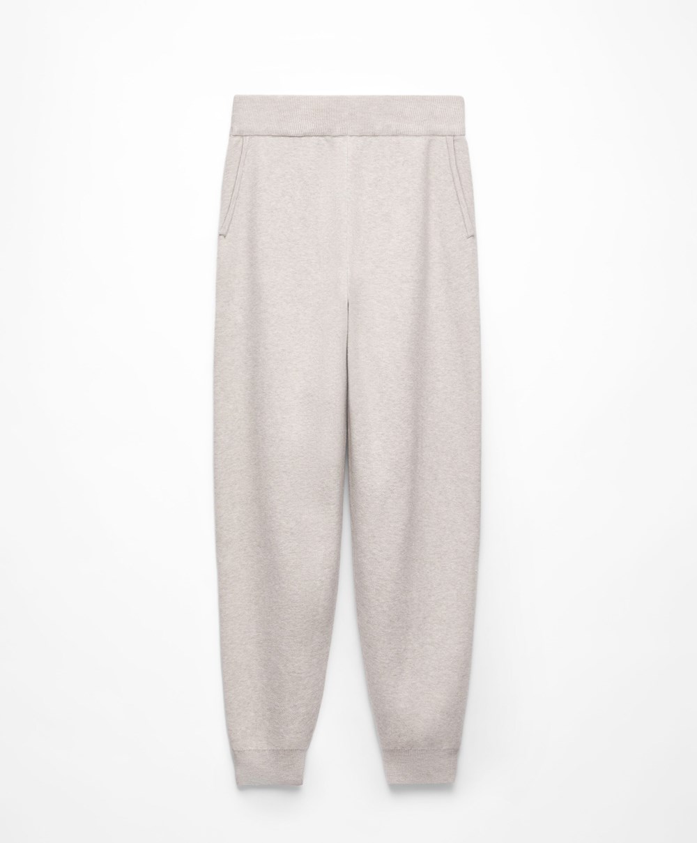 Oysho Knit Joggers Stone | UAKTOF-316