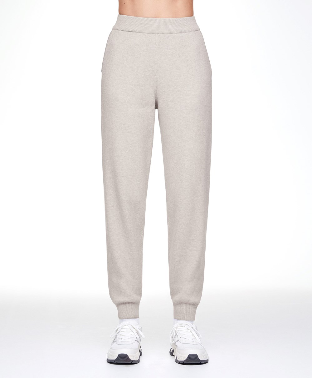 Oysho Knit Joggers Stone | UAKTOF-316